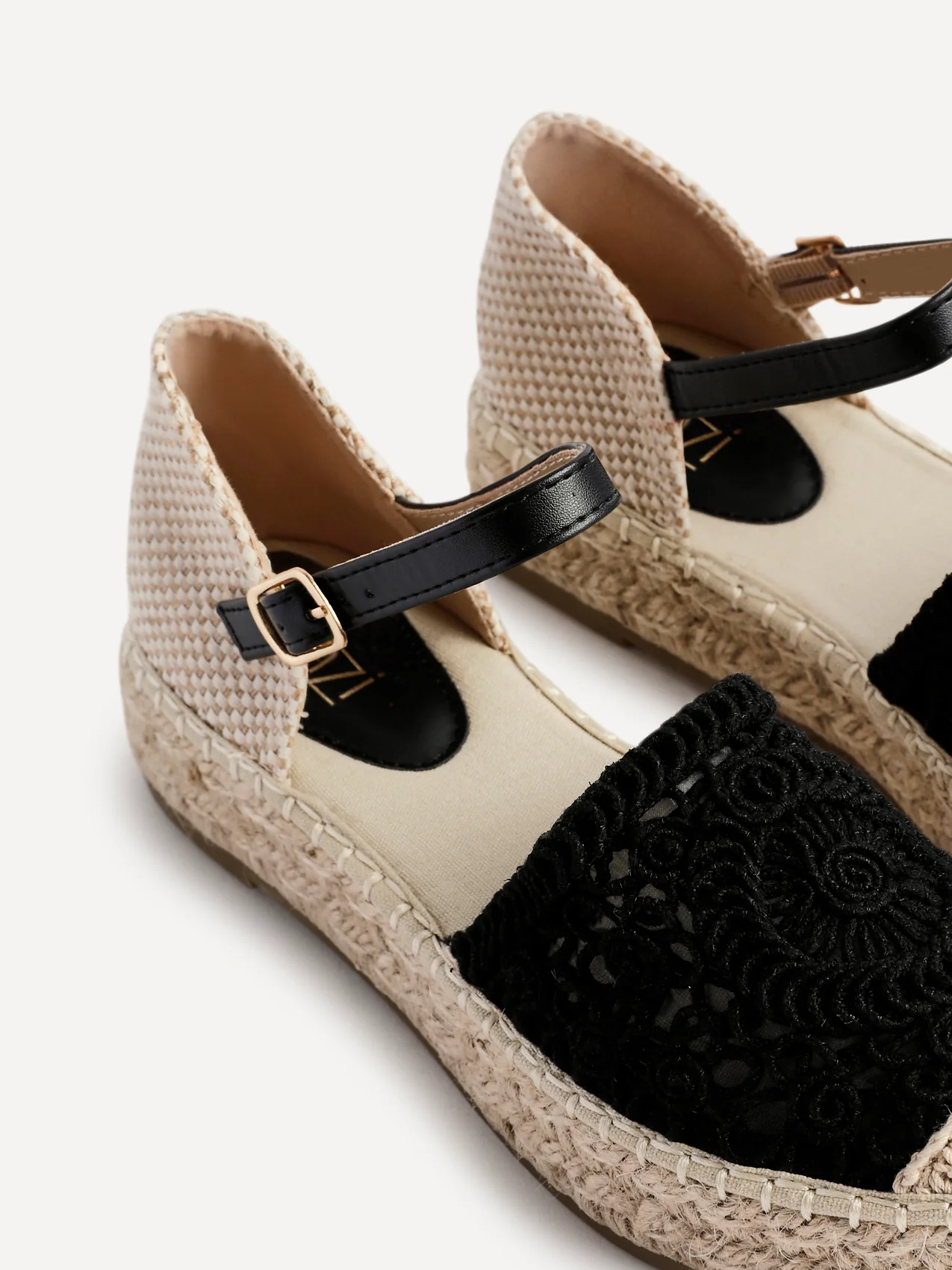 Adelina Black Woven Espadrille Sandals - Image 4