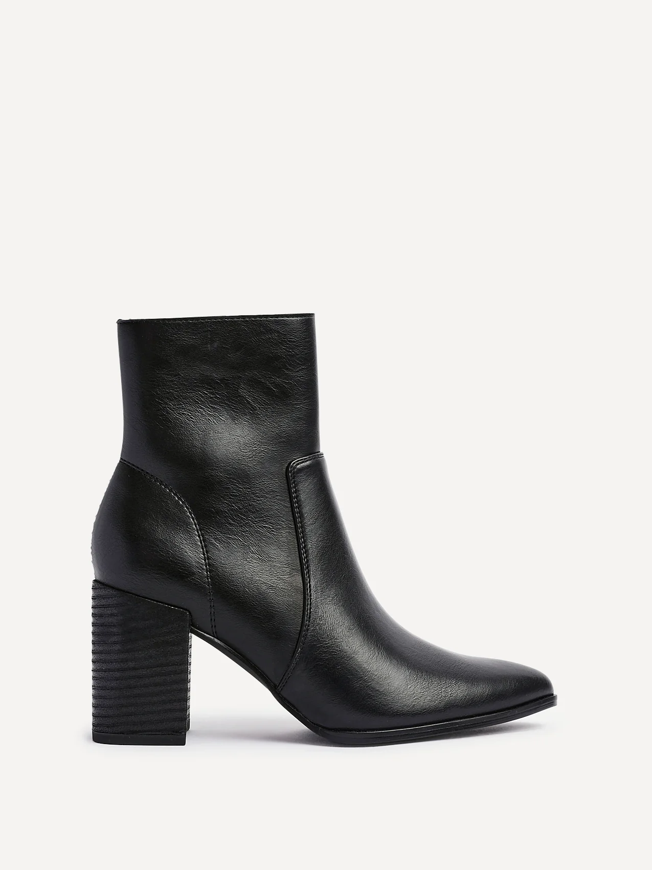 Advance Black Faux Leather Heeled Ankle Boots - Image 2