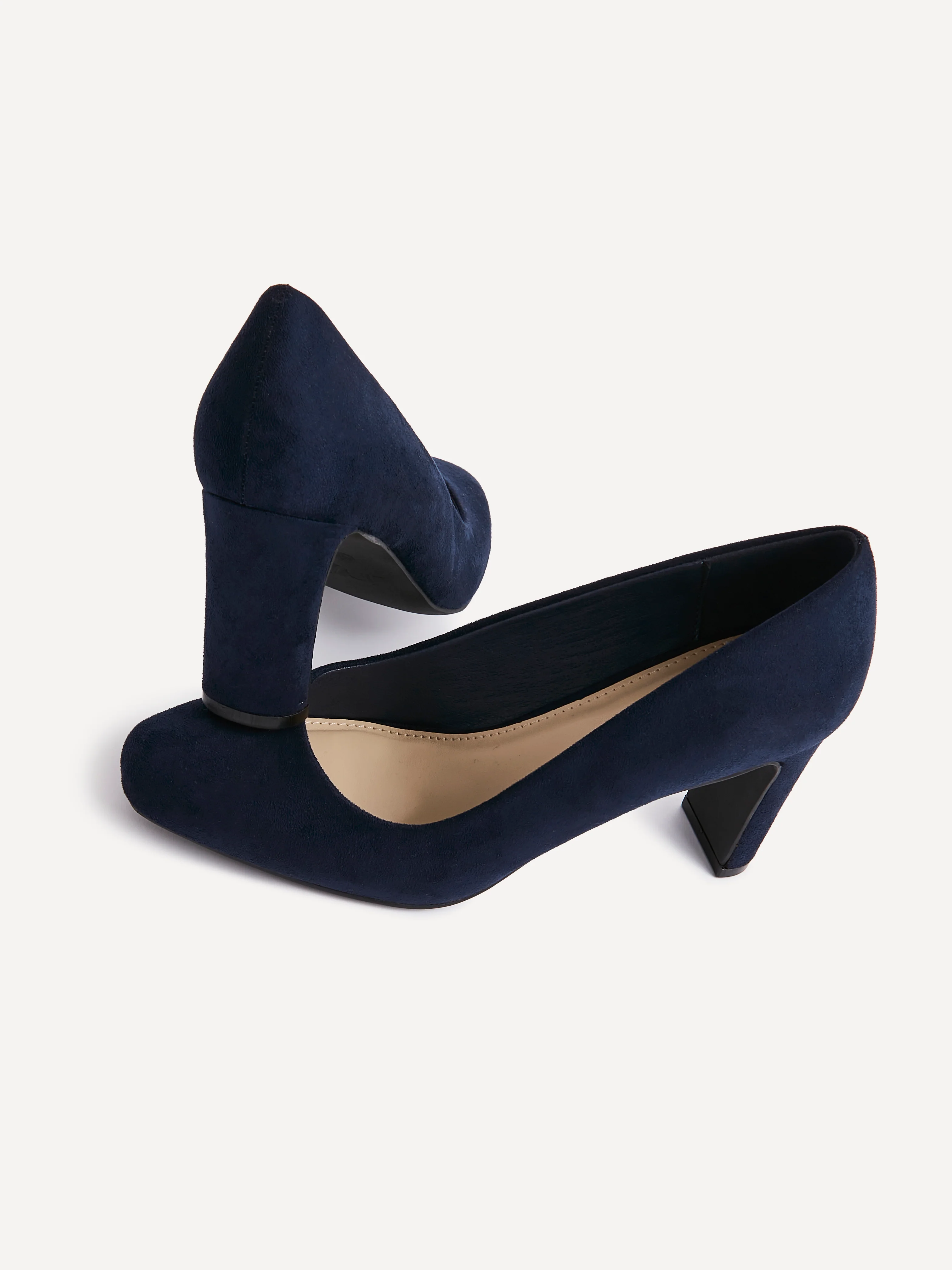 Agenda Navy Faux Suede Court Heels - Image 5