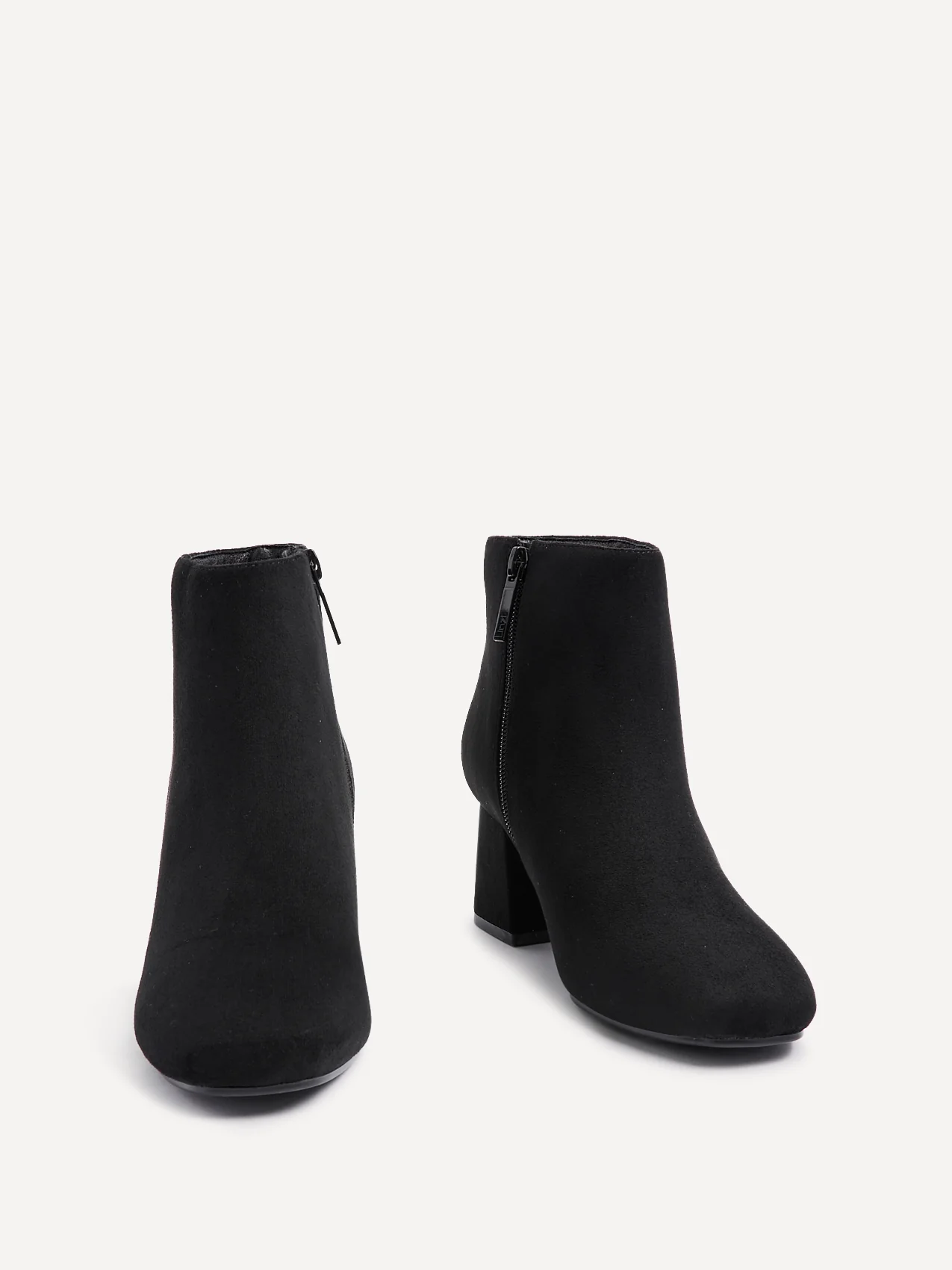 Alba Wide Fit Black Faux Suede Heeled Boots - Image 3