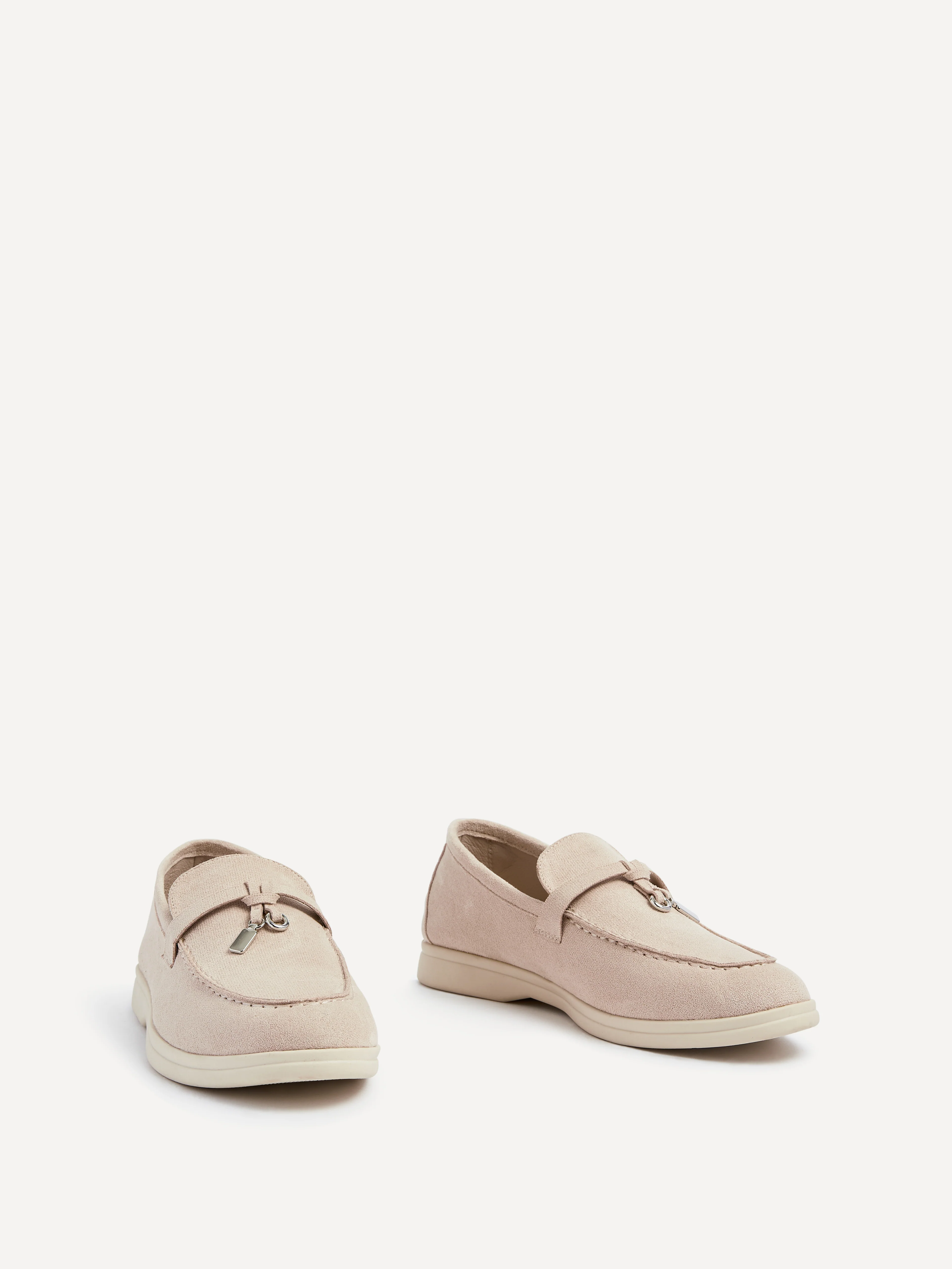 Alette Beige Faux Suede Slip On Loafers - Image 3