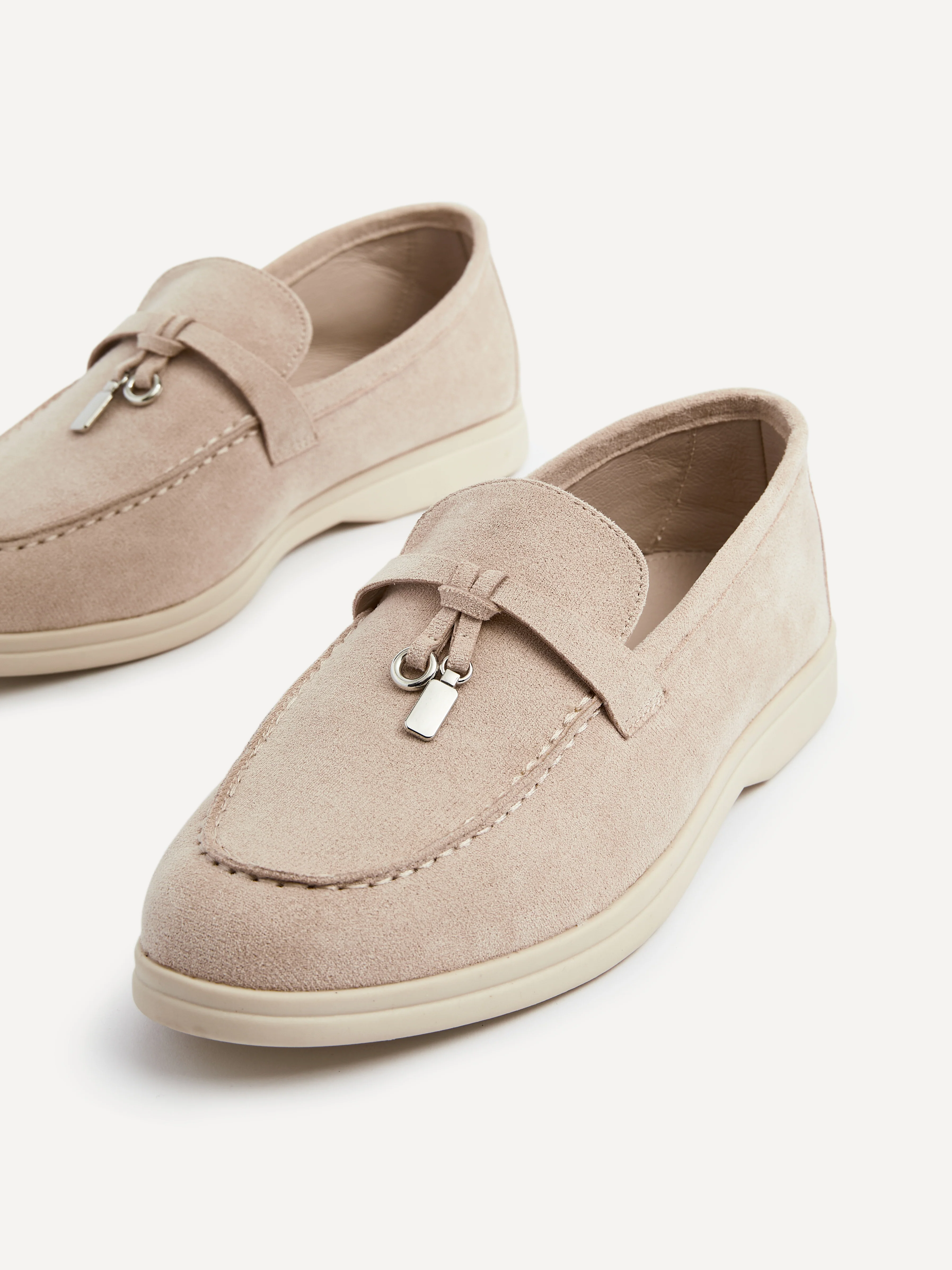 Alette Beige Faux Suede Slip On Loafers - Image 4