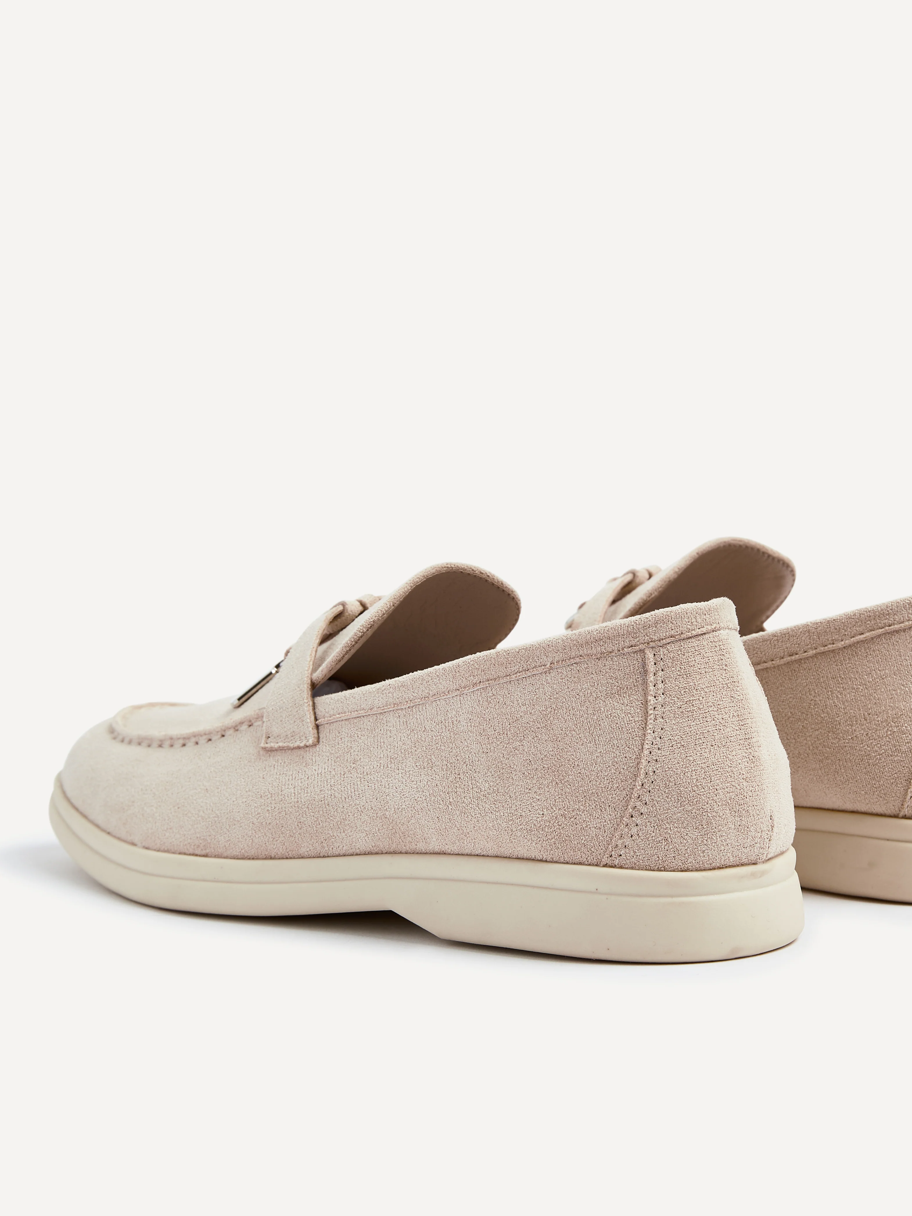 Alette Beige Faux Suede Slip On Loafers - Image 5