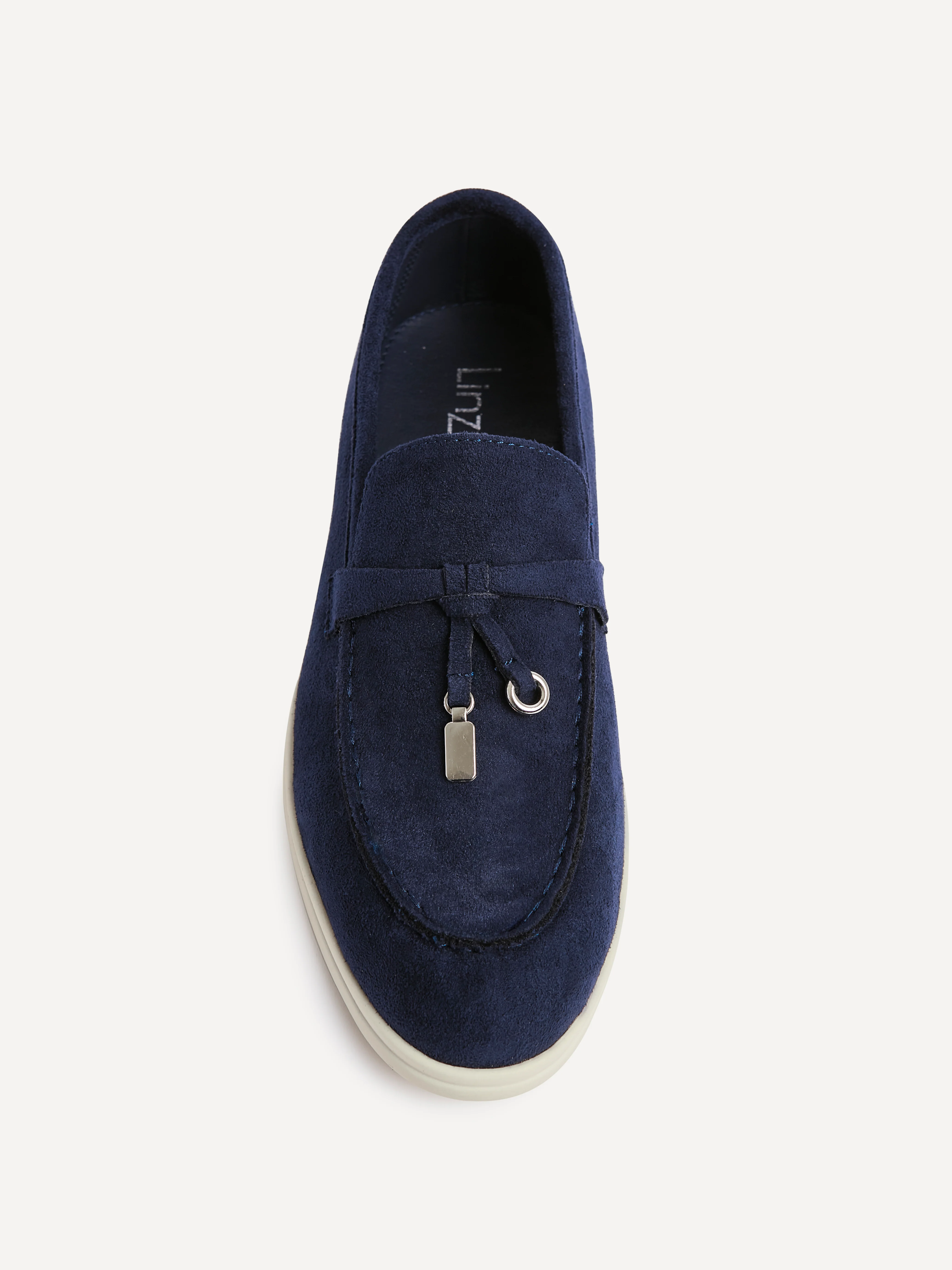 Alette Navy Faux Suede Slip On Loafers - Image 4