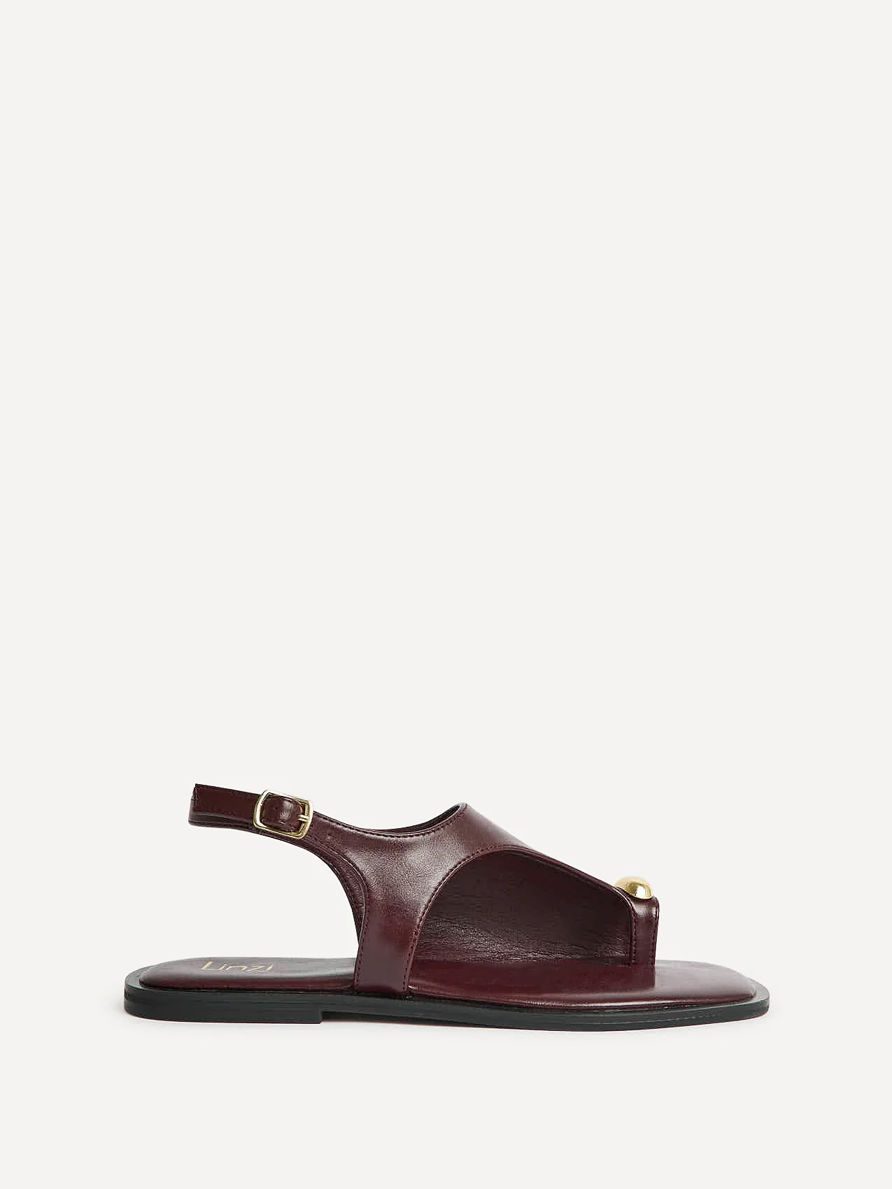 Alina Burgundy Flat Sandals - Image 2