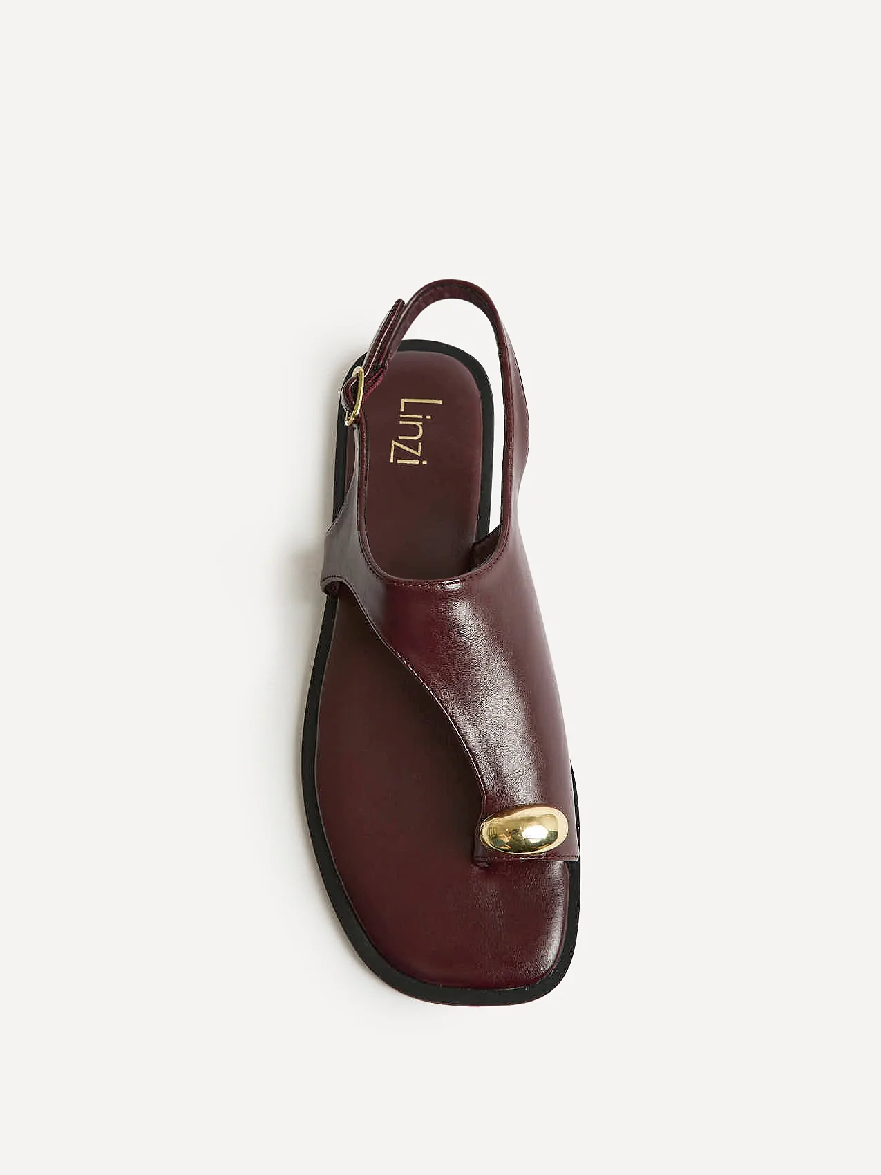 Alina Burgundy Flat Sandals - Image 3