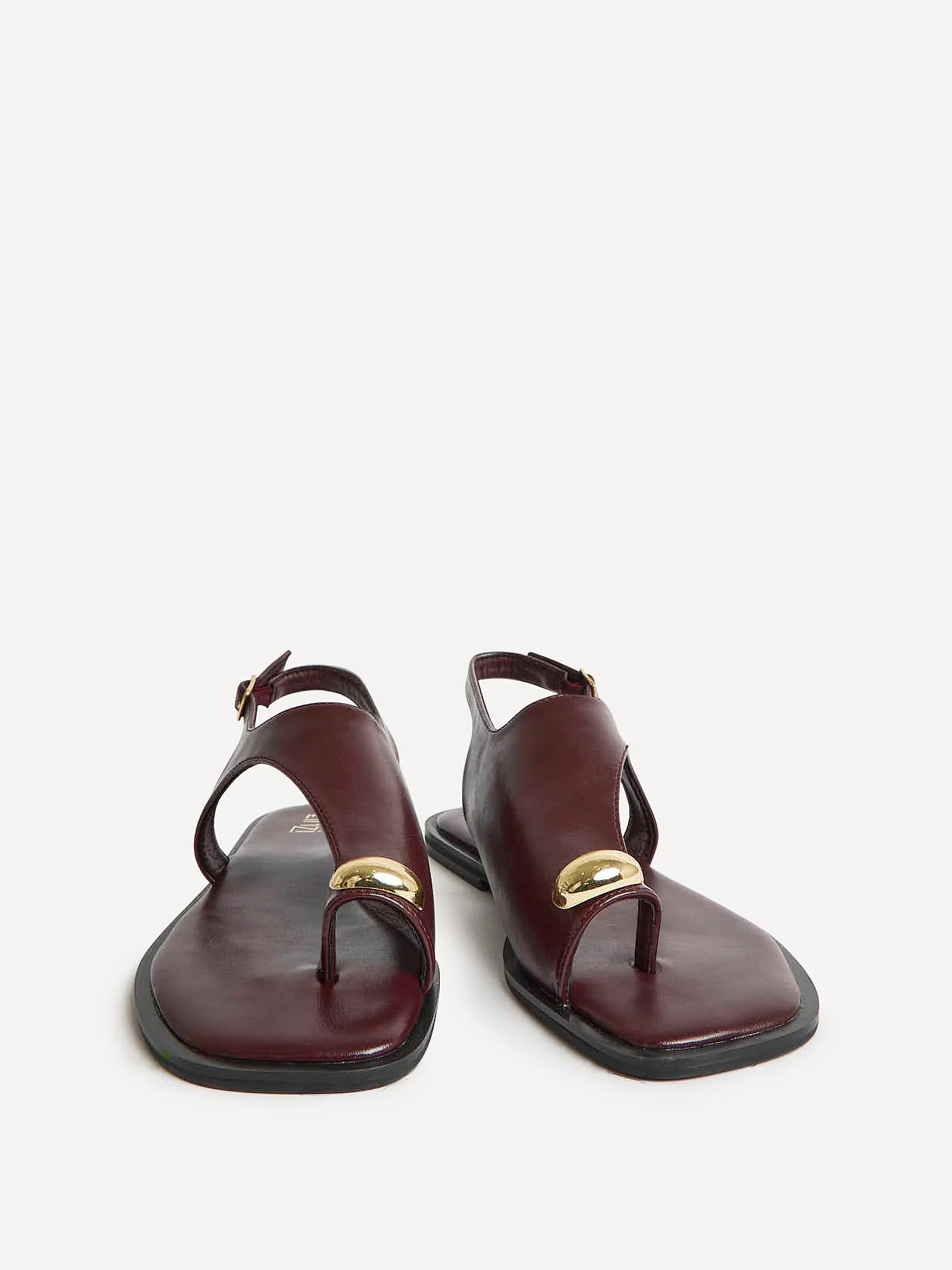 Alina Burgundy Flat Sandals - Image 4