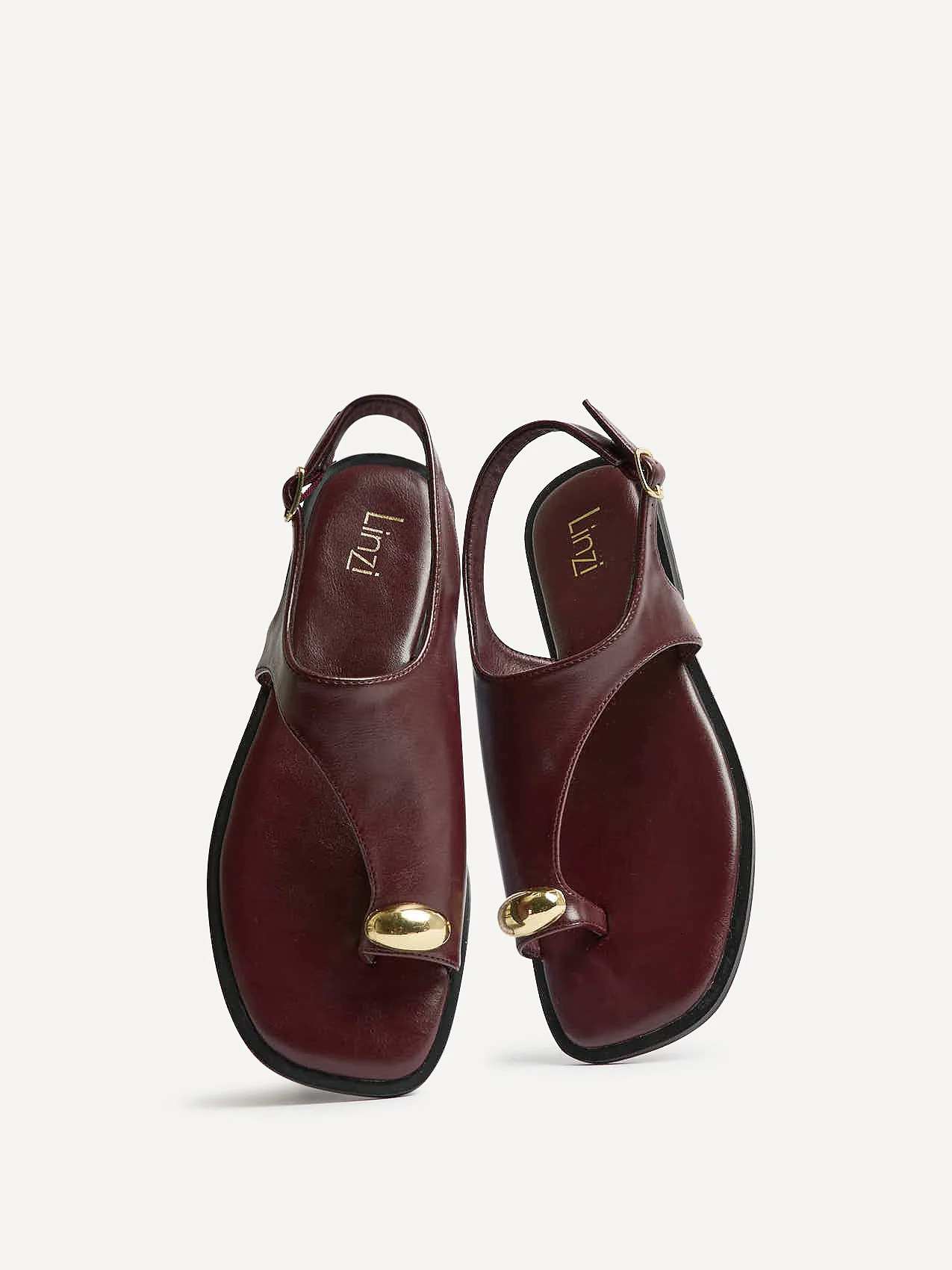 Alina Burgundy Flat Sandals - Image 5