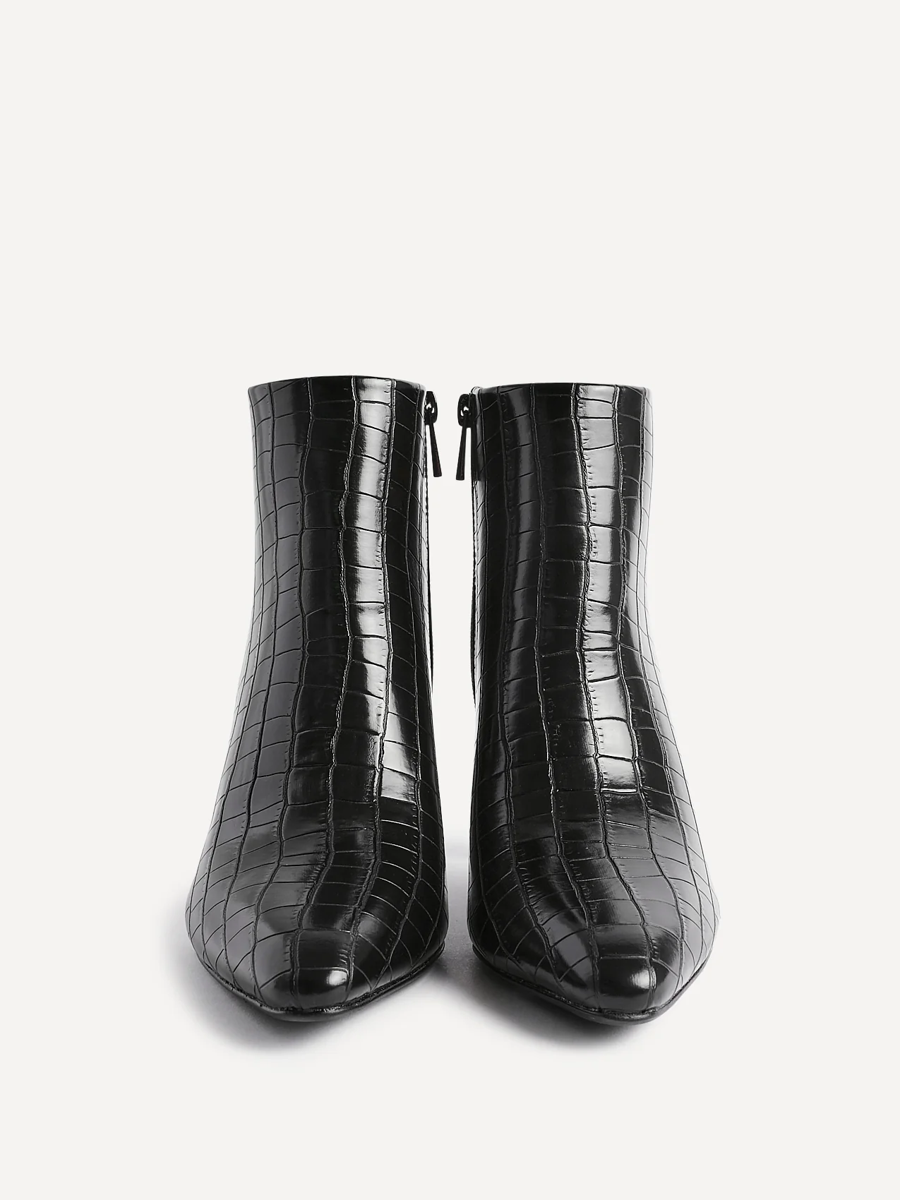 Alisha Black Faux Leather Heeled Ankle Boot - Image 4