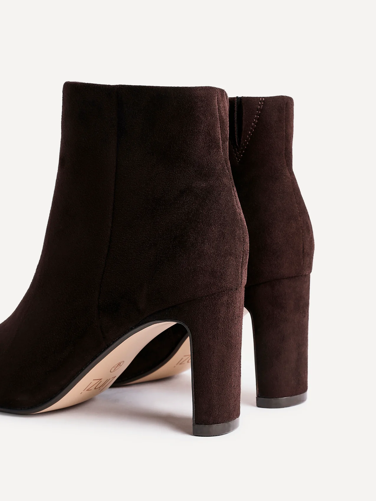 Alisha Brown Faux Suede Heeled Ankle Boot - Image 4