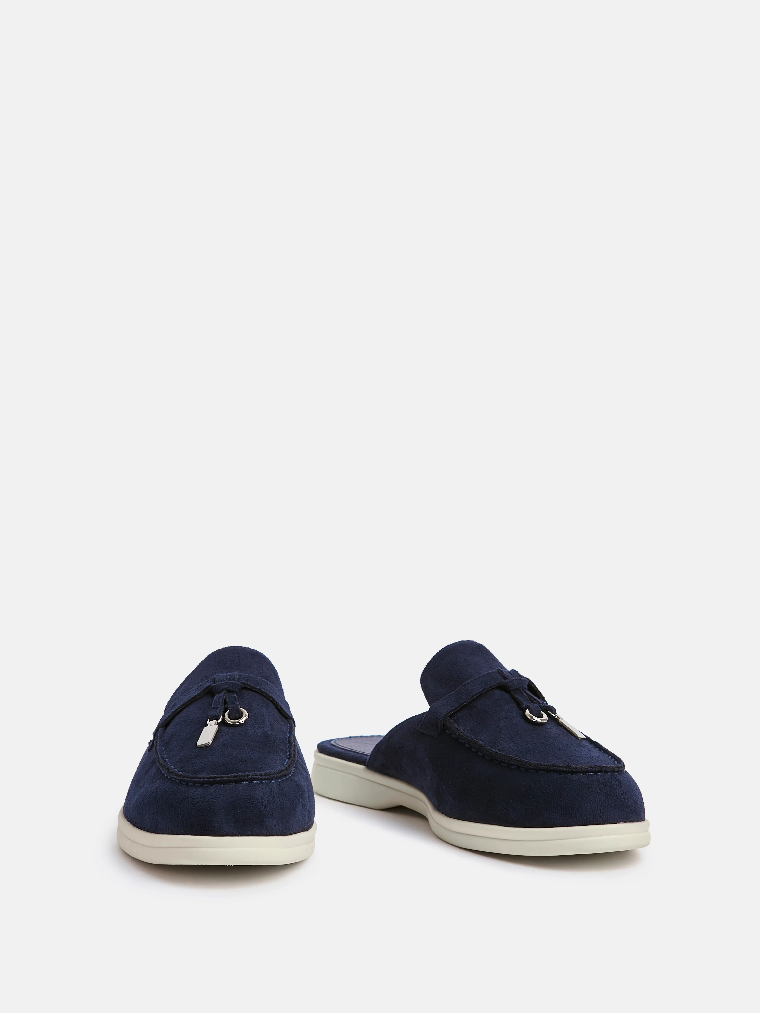 Alix Navy Faux Suede Slip On Mules - Image 3
