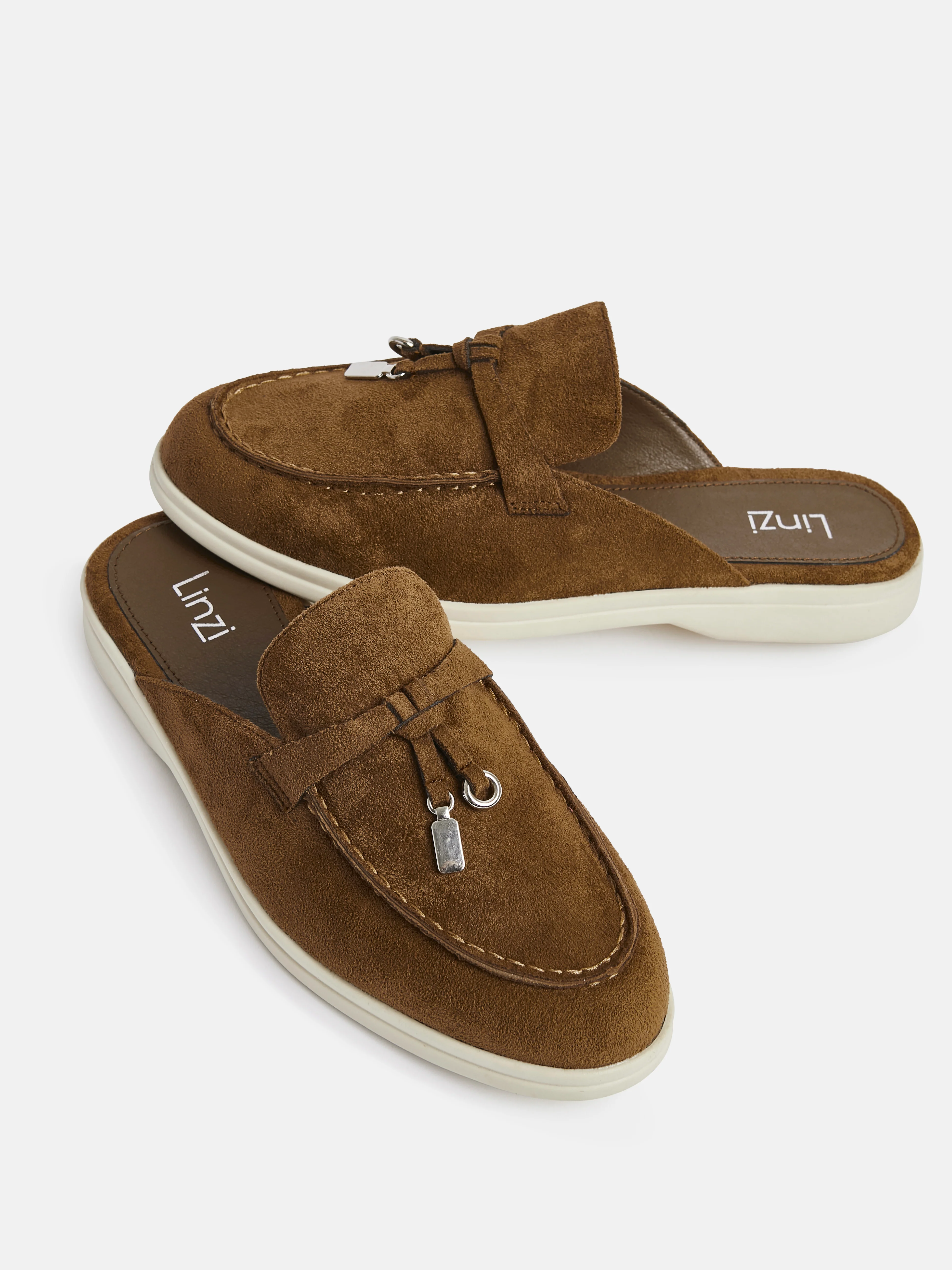 Alix Tan Faux Suede Slip On Mules - Image 4
