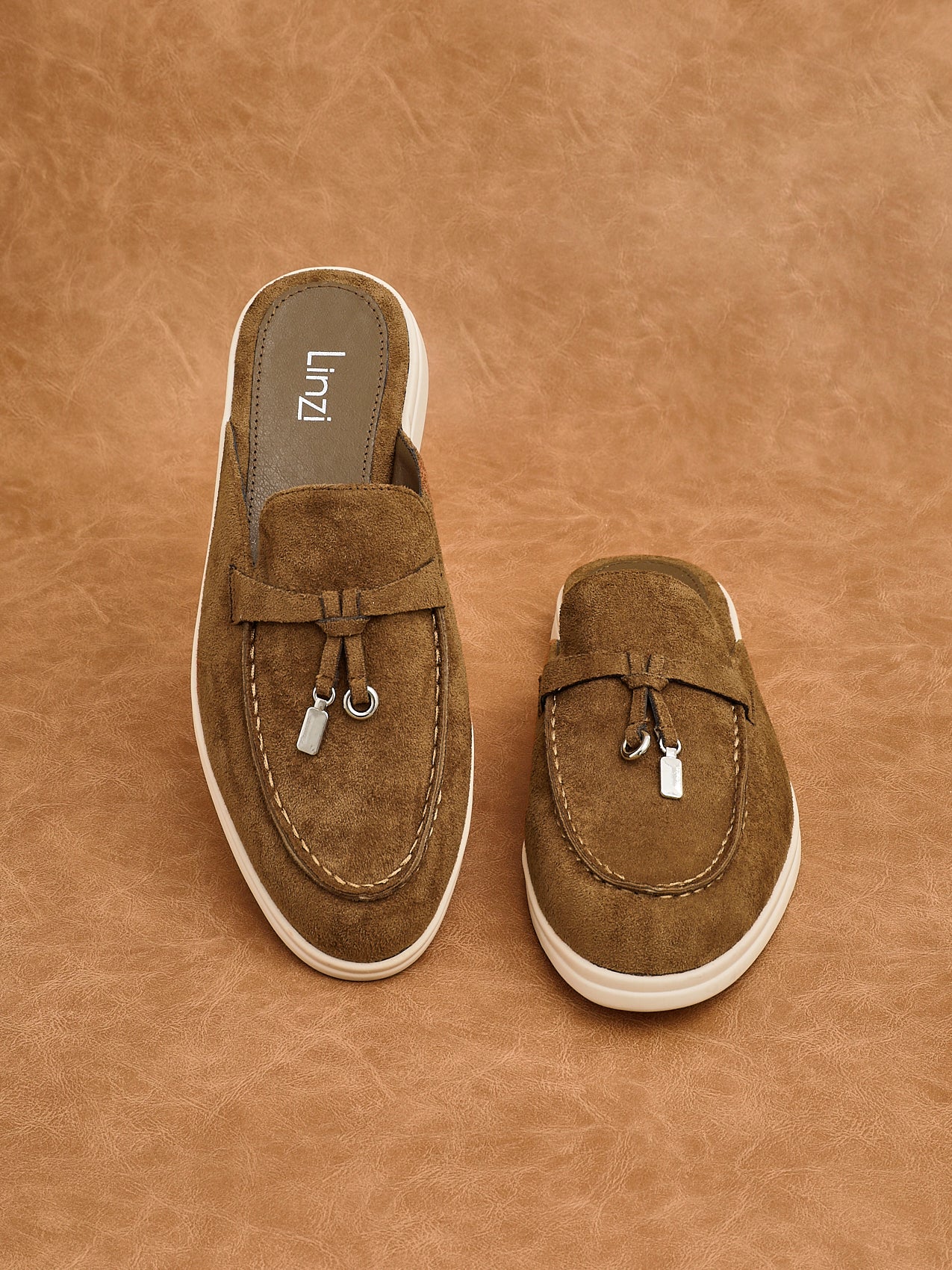 Alix Tan Faux Suede Slip On Mules - Image 7
