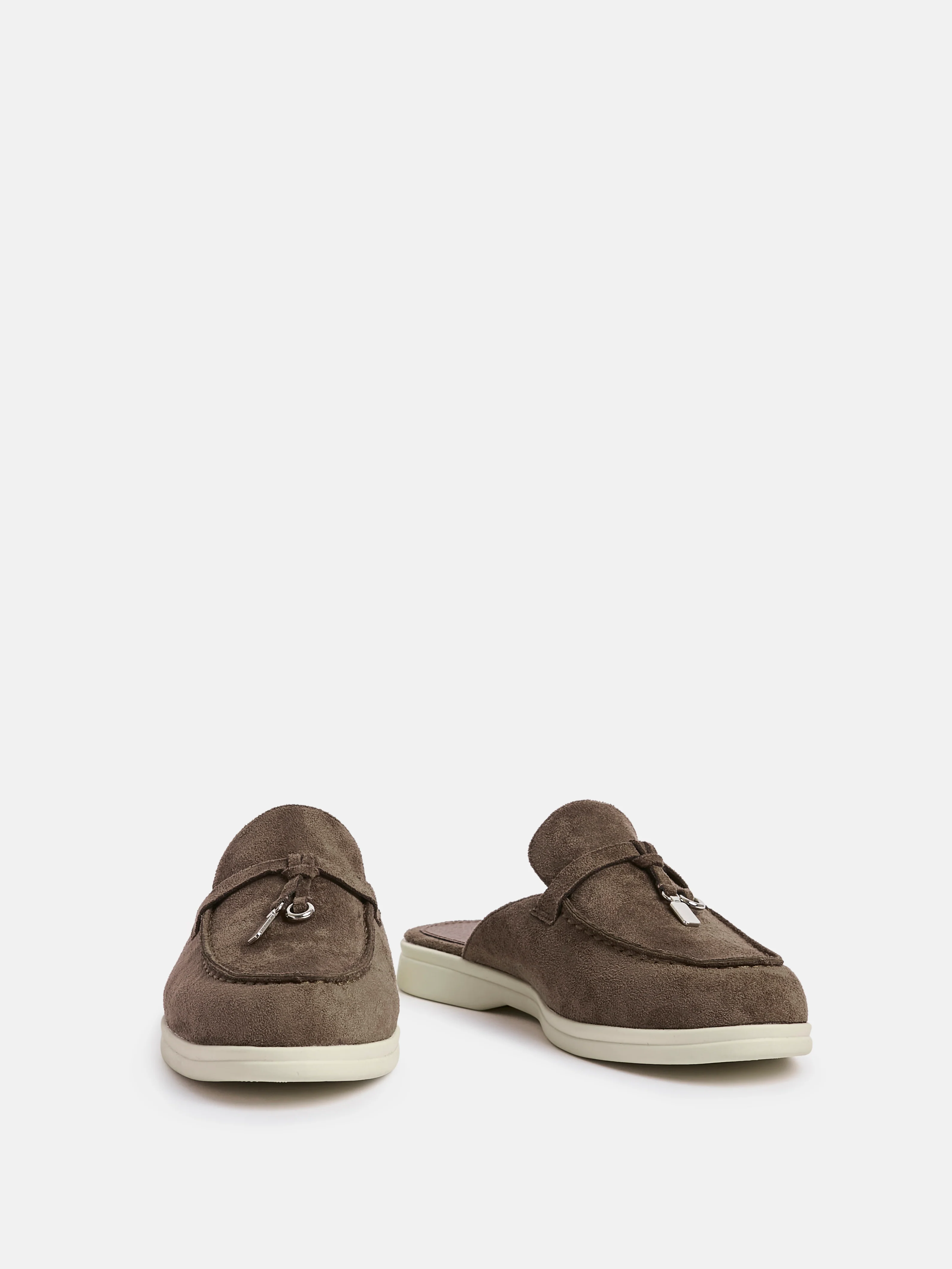 Alix Taupe Faux Suede Slip On Mules - Image 3