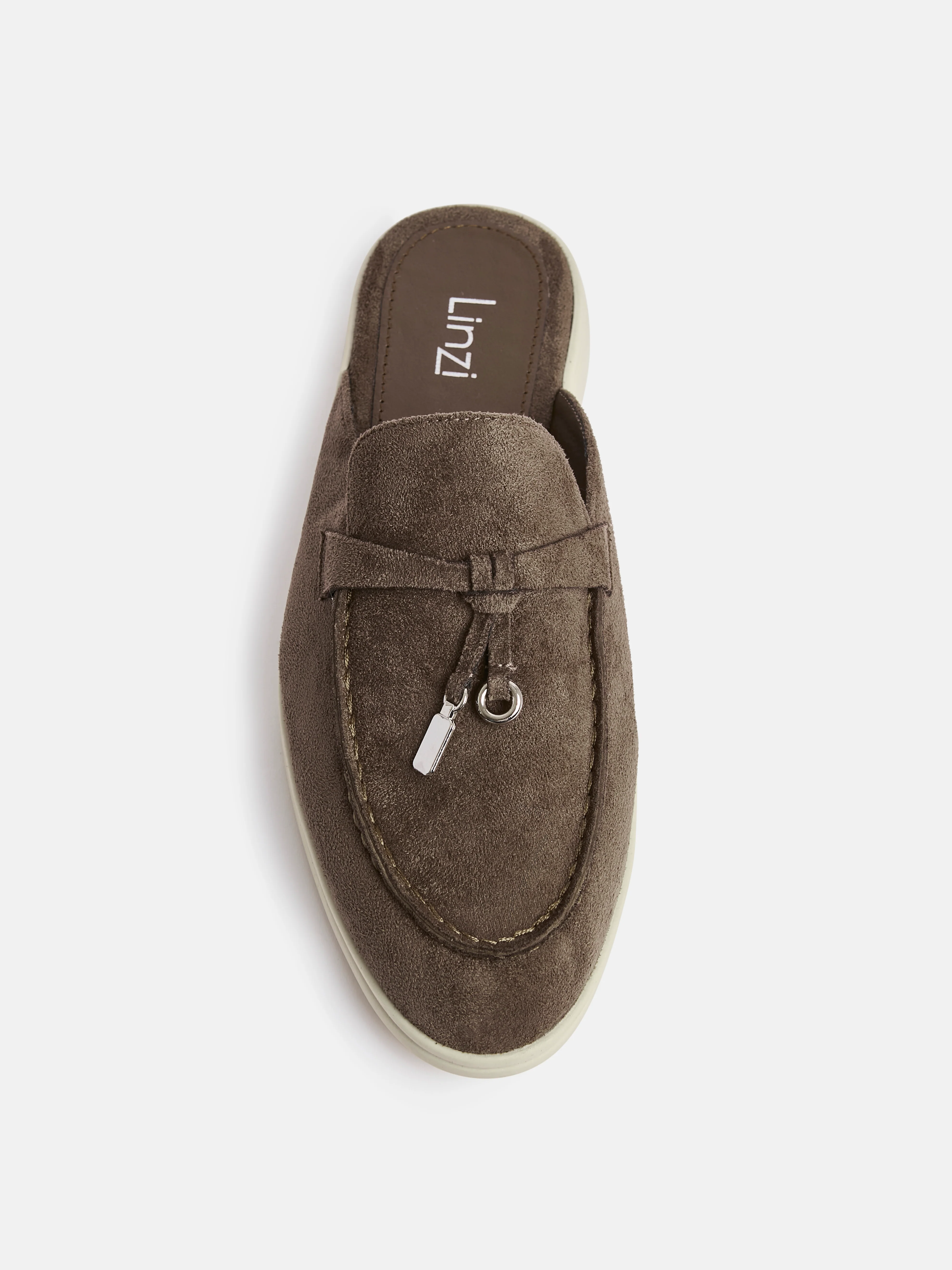 Alix Taupe Faux Suede Slip On Mules - Image 4