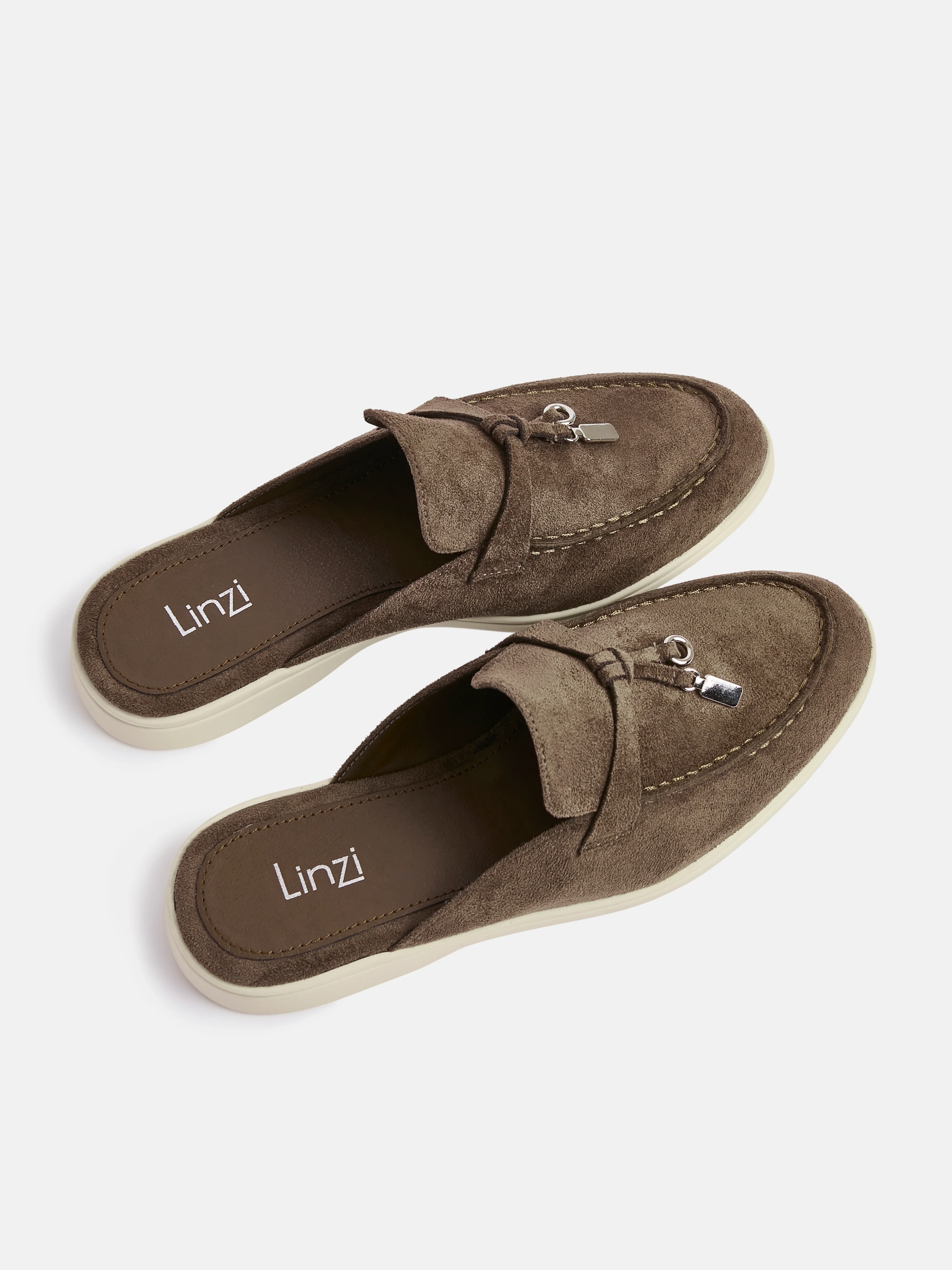 Alix Taupe Faux Suede Slip On Mules - Image 5