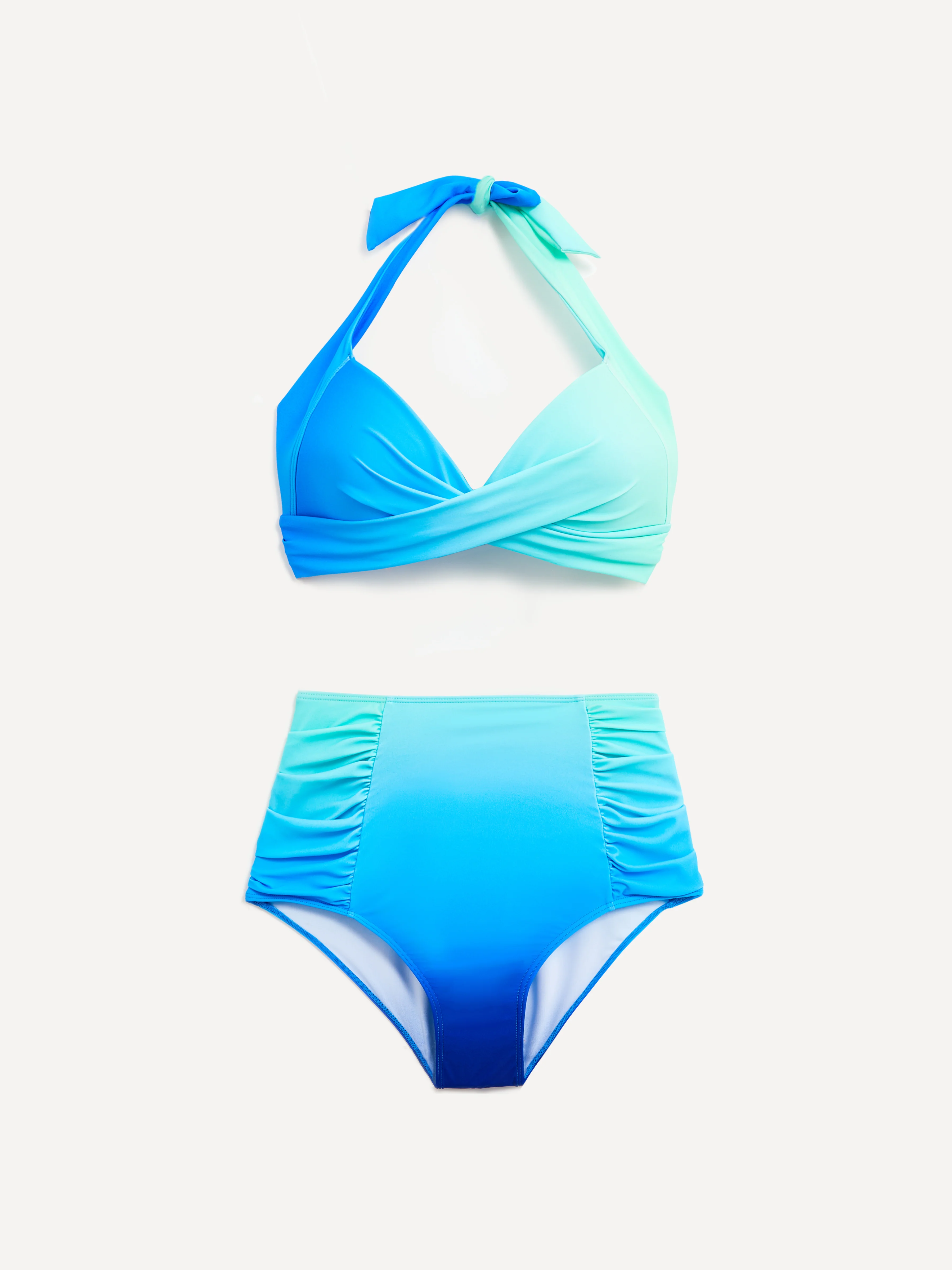 Amalfi Blue Tie Dye High Waisted Tummy Control Bikini - Image 2