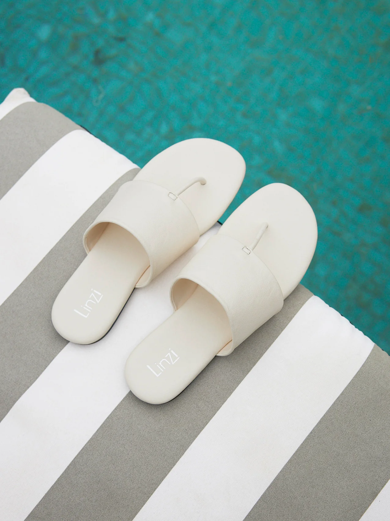 Amara Ivory Flat Sandals - Image 6