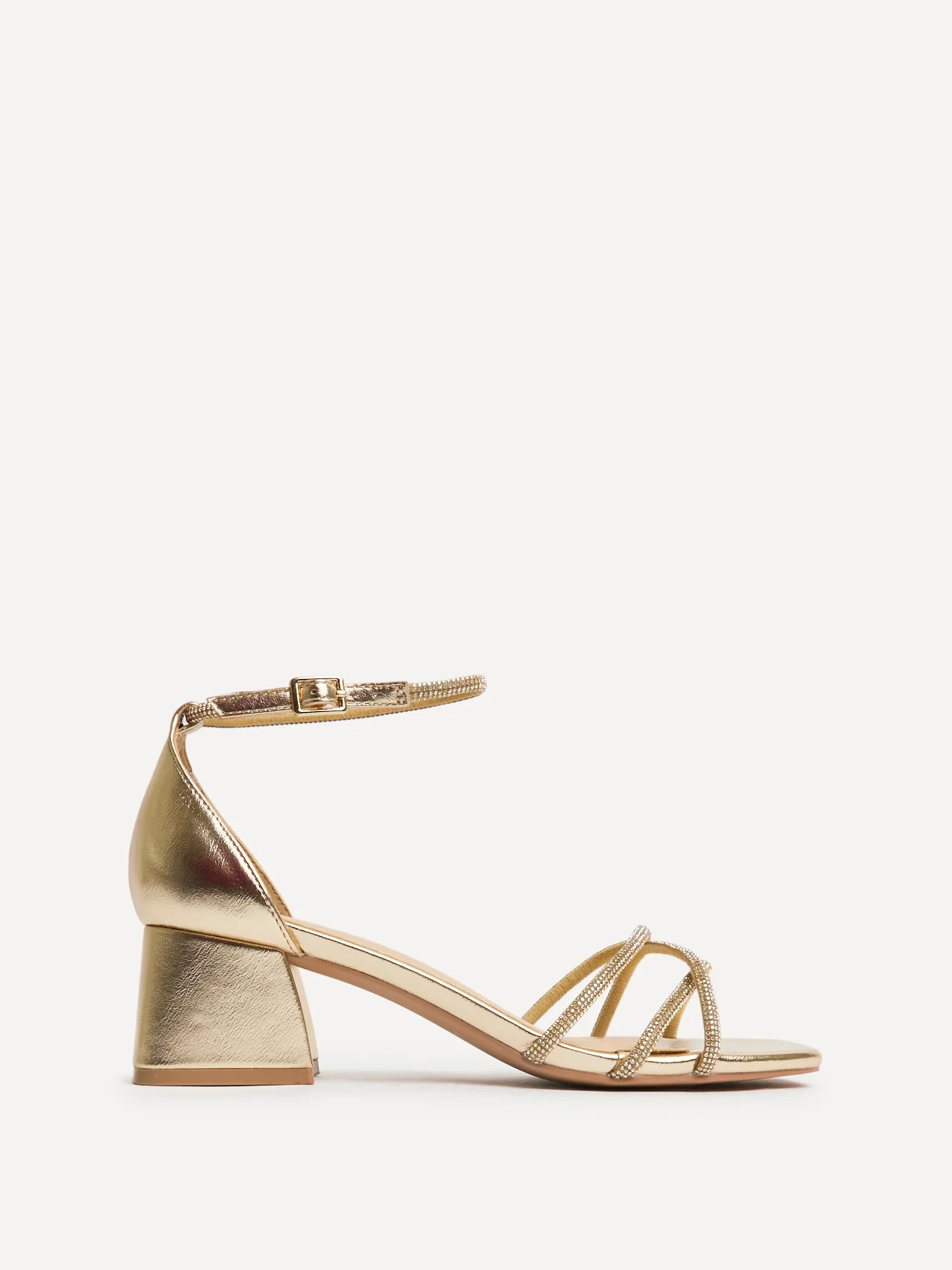 Amour Gold Diamante Heeled Sandals - Image 3