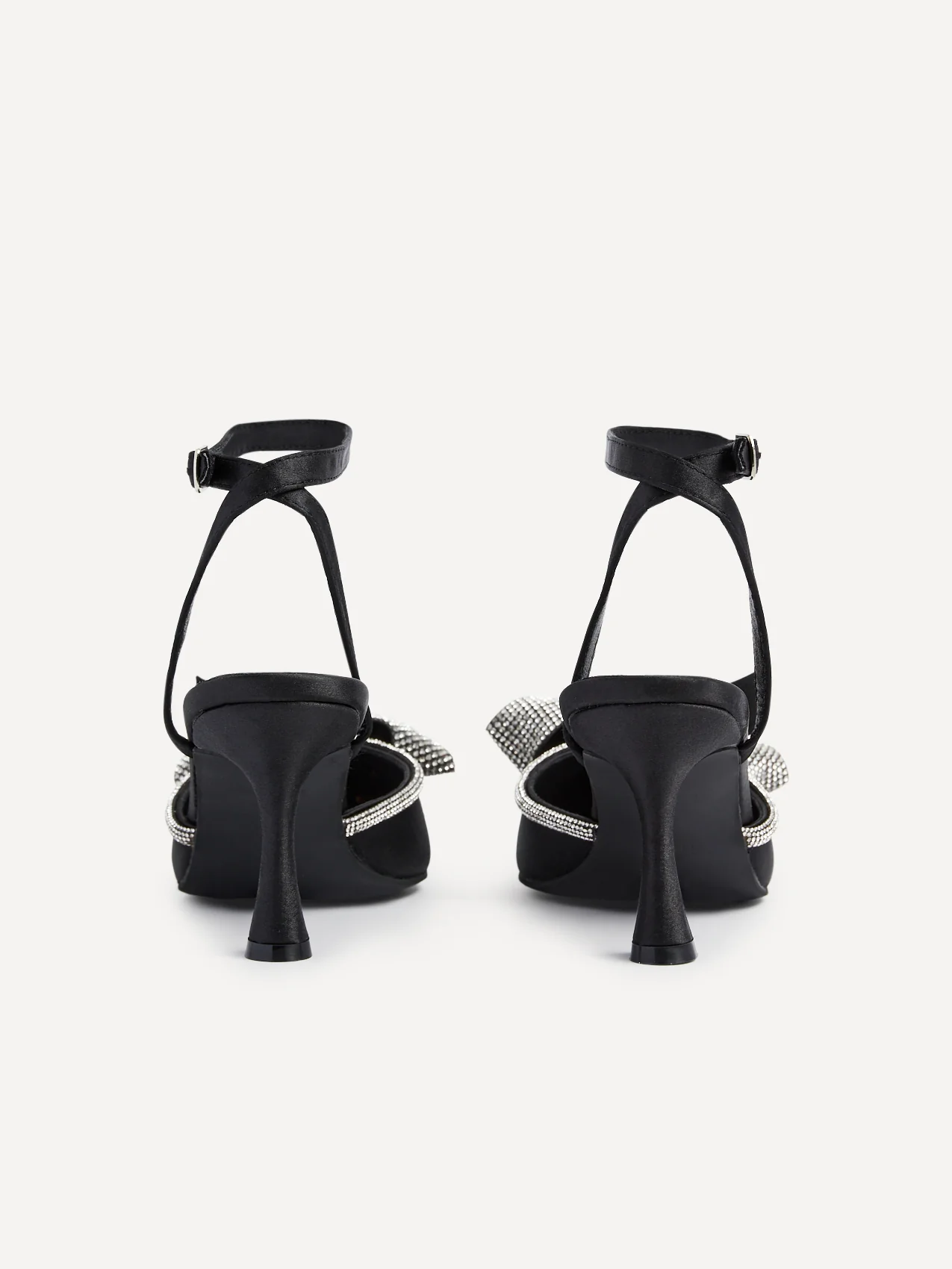 Angela Black Satin Bow Heels - Image 5