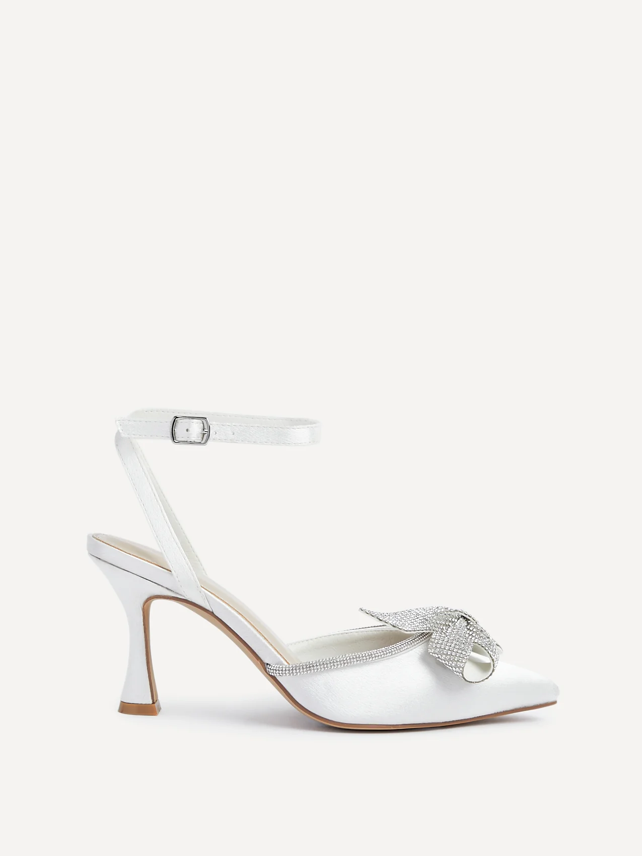 Angela Bridal Ivory Satin Bow Heels - Image 2