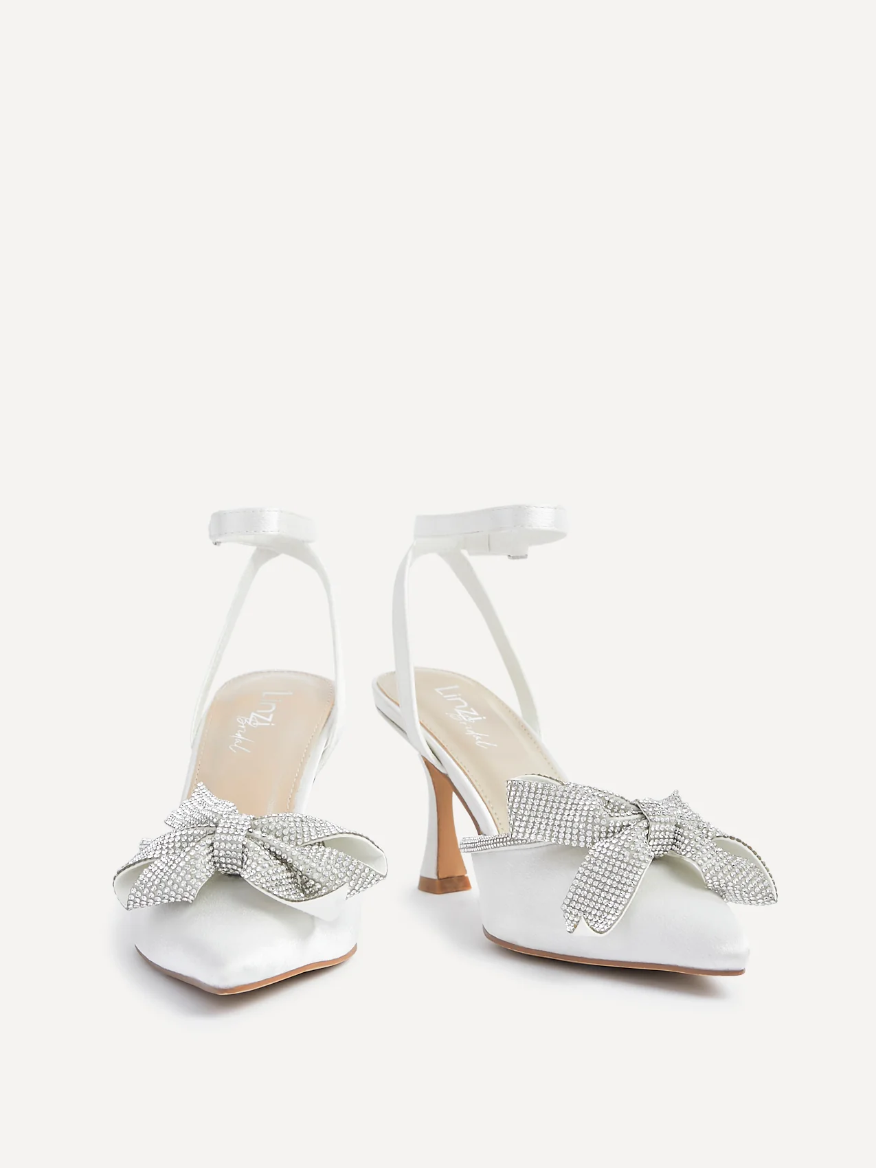 Angela Bridal Ivory Satin Bow Heels - Image 3