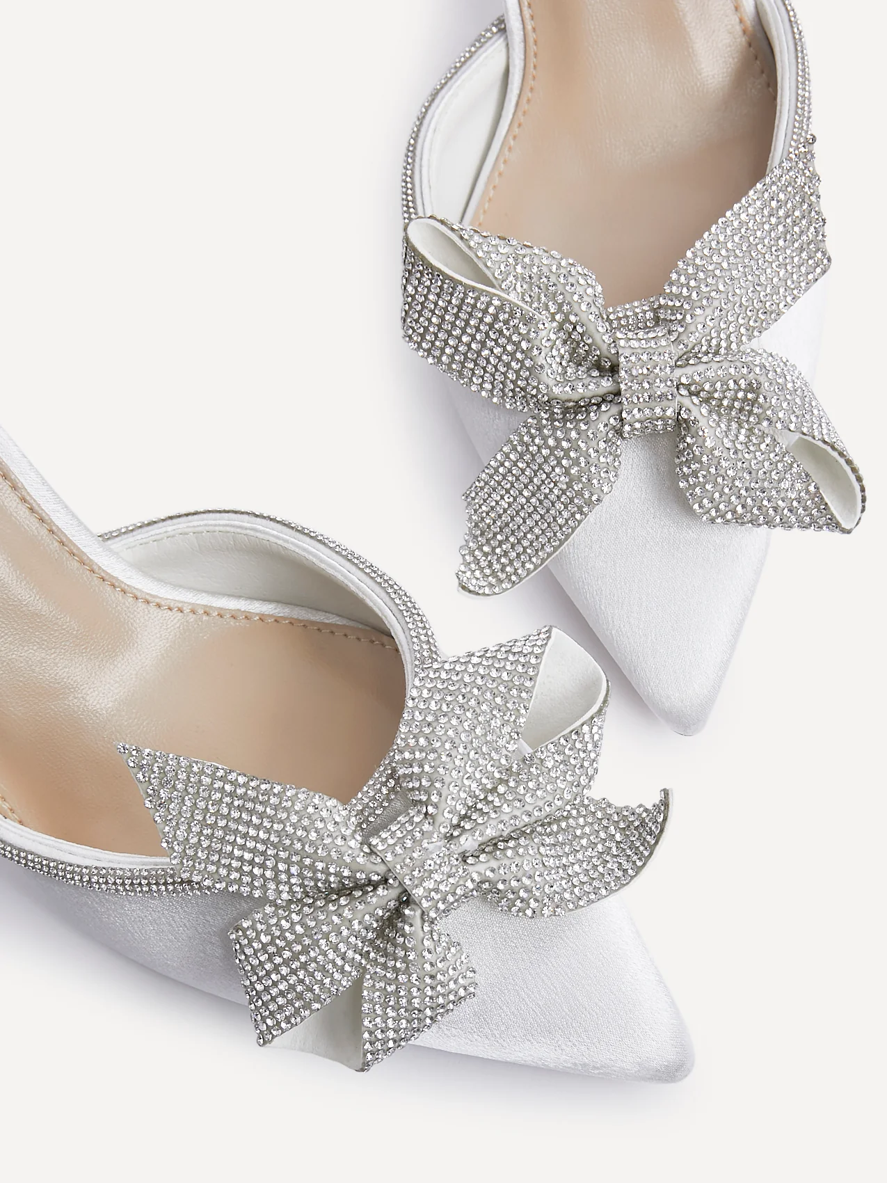 Angela Bridal Ivory Satin Bow Heels - Image 4