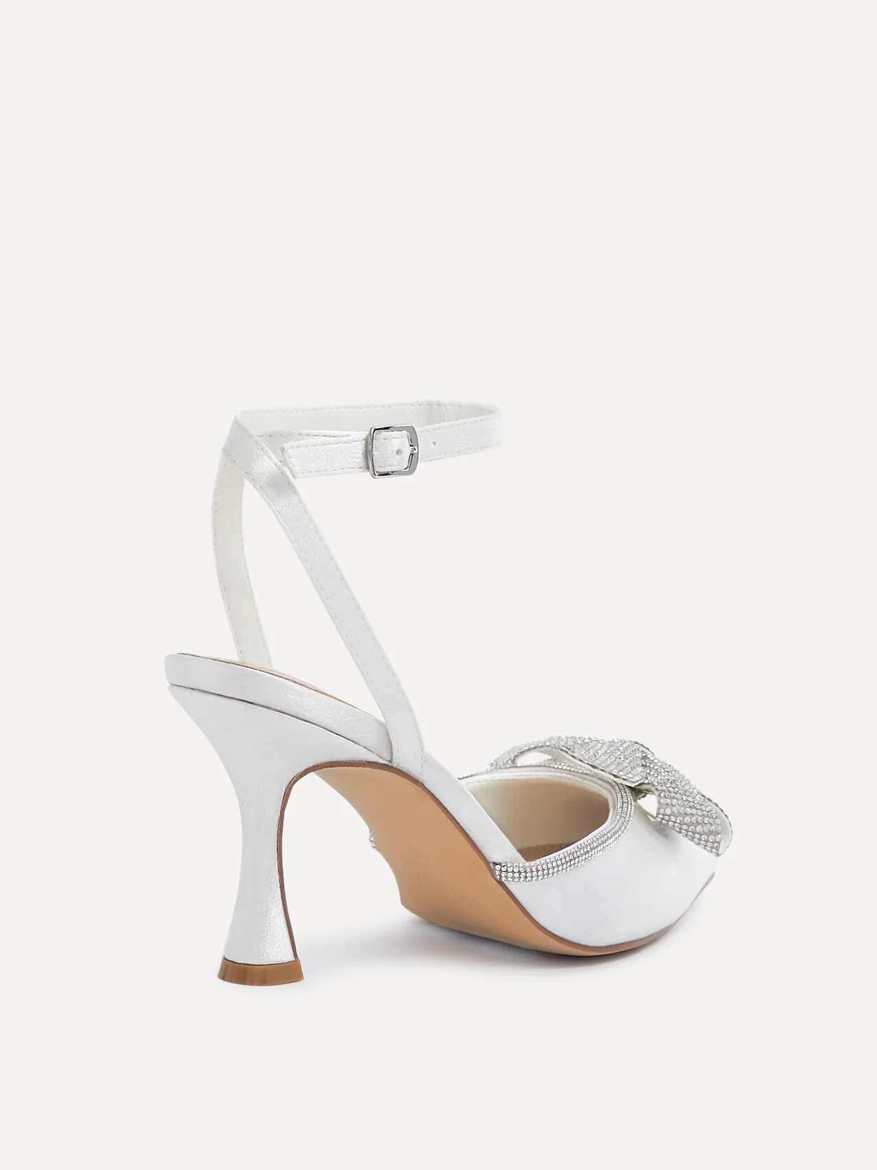 Angela Bridal Ivory Satin Bow Heels - Image 5