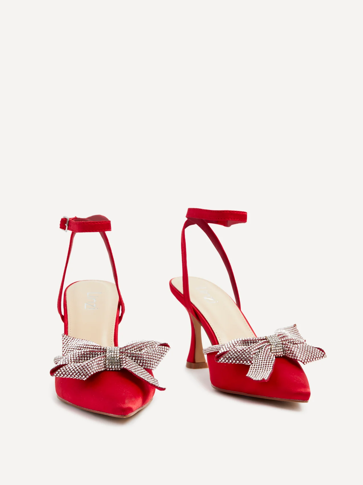 Angela Red Satin Bow Heels - Image 3