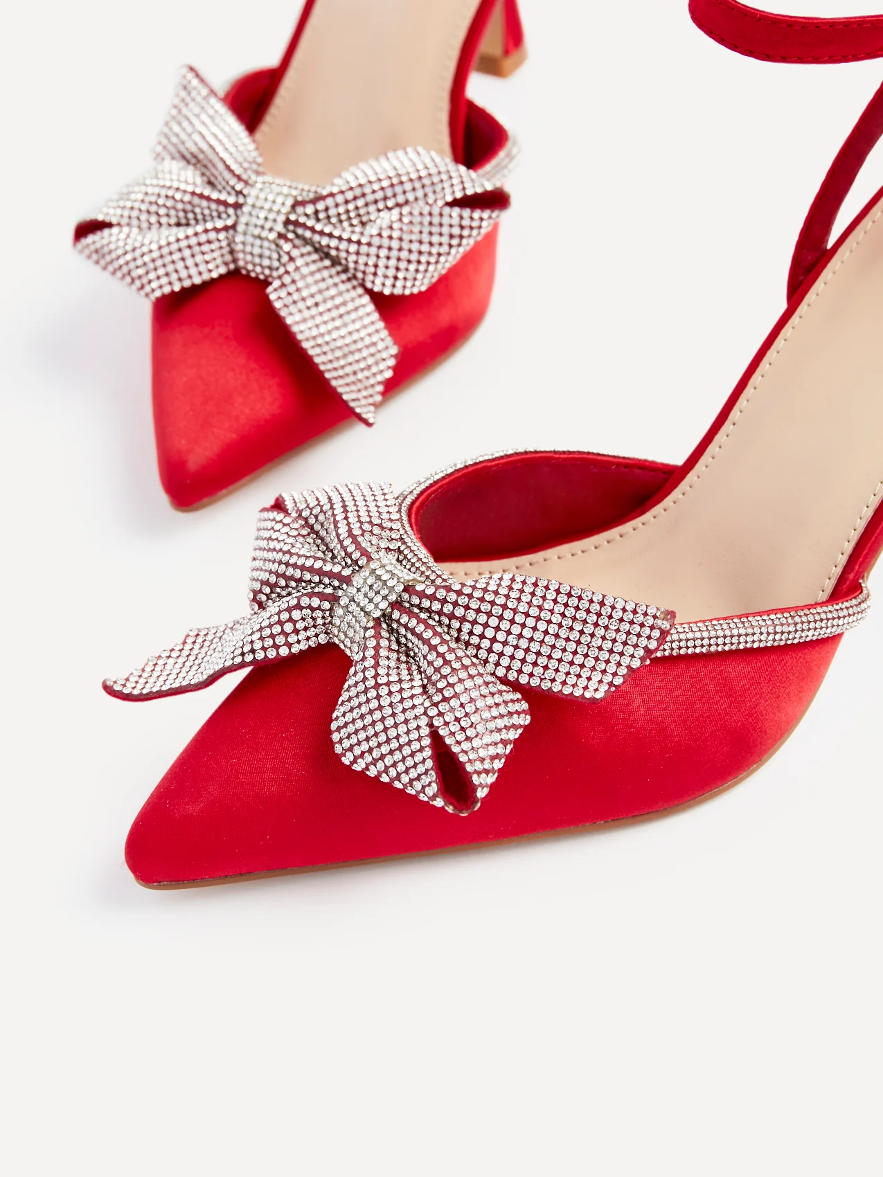 Angela Red Satin Bow Heels - Image 4