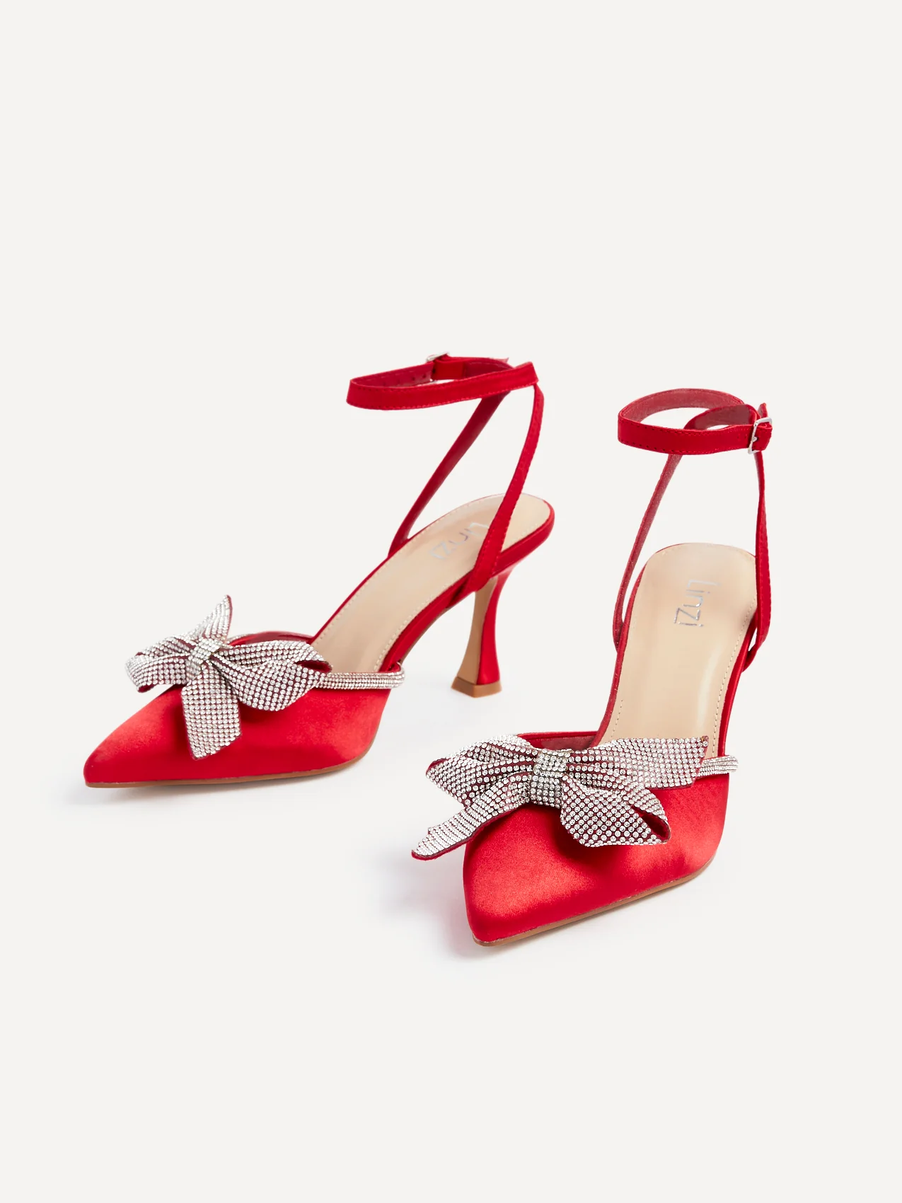 Angela Red Satin Bow Heels - Image 5