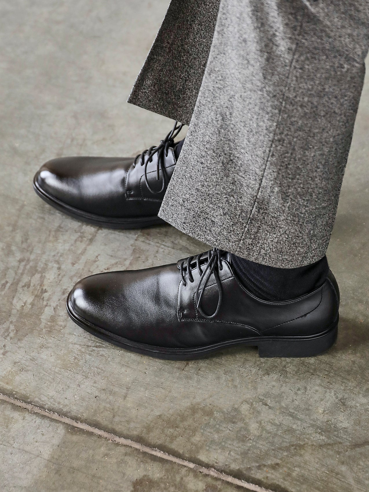 Angelo Mens Black Faux Leather Lace-Up Shoes - Image 6