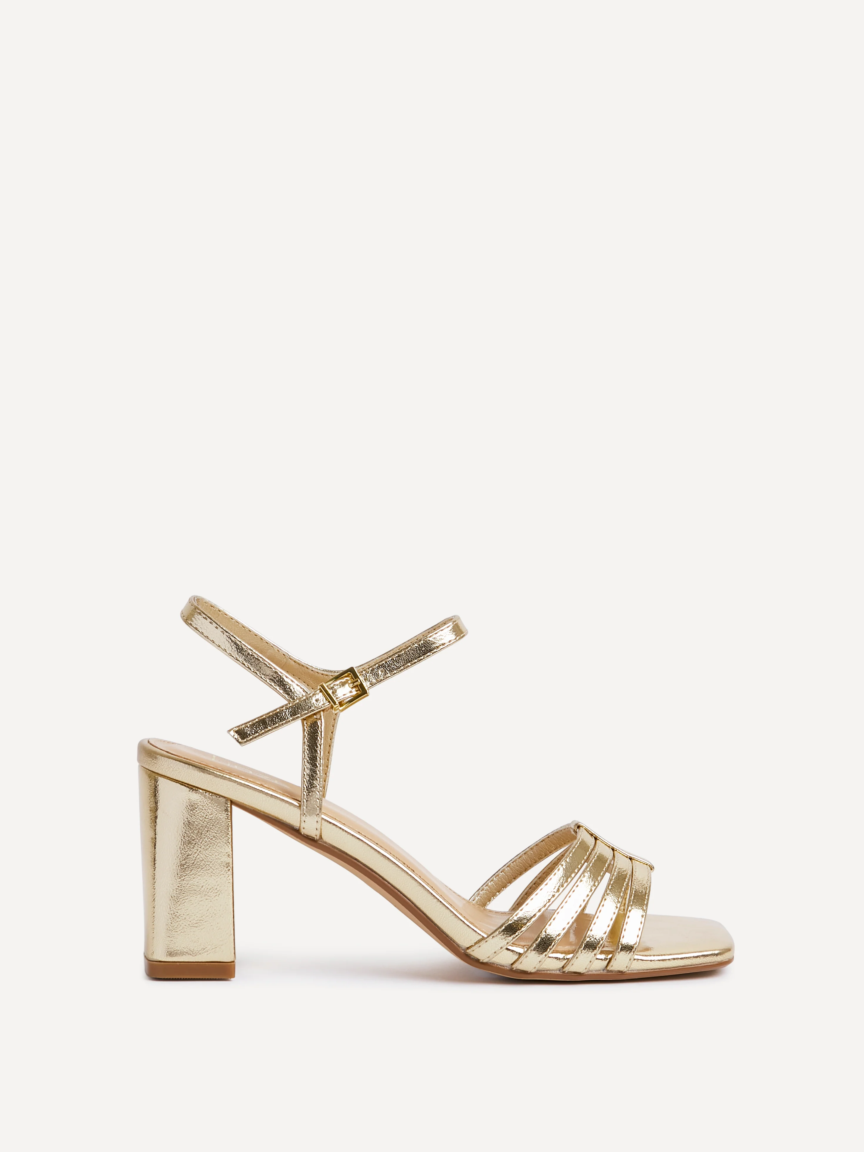 Annie Gold Faux Leather Heeled Sandals - Image 2