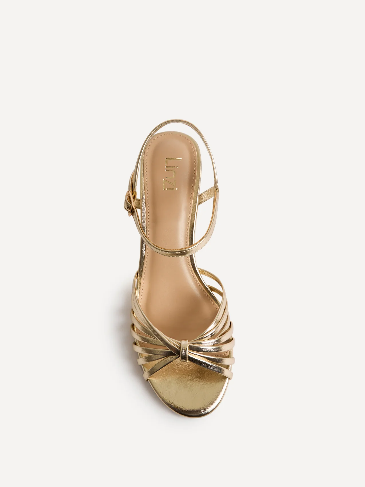 Arabel Gold Faux Leather Block Heeled Sandals - Image 4