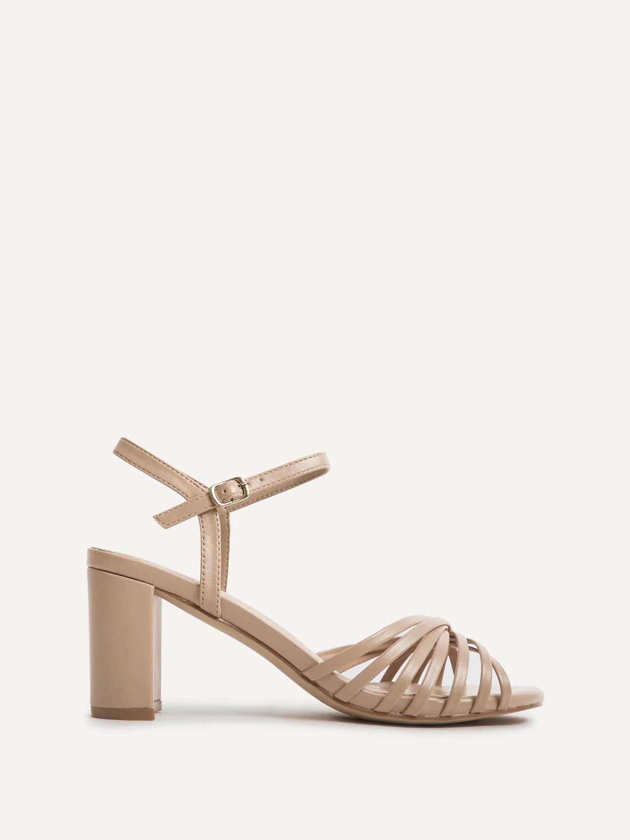 Arabel Nude Faux Leather Block Heeled Sandals - Image 2
