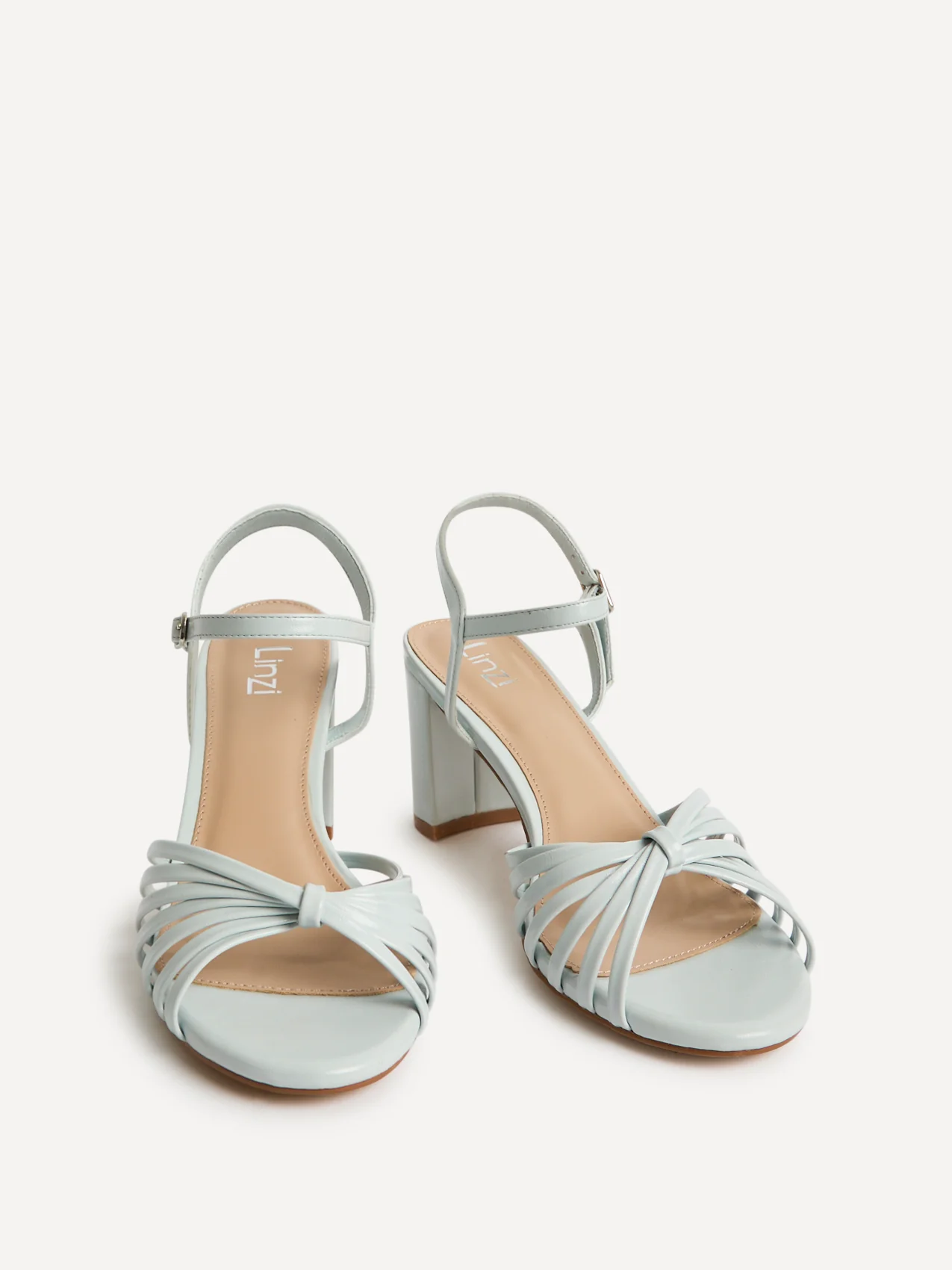 Arabel Pale Blue Faux Leather Block Heeled Sandals - Image 3