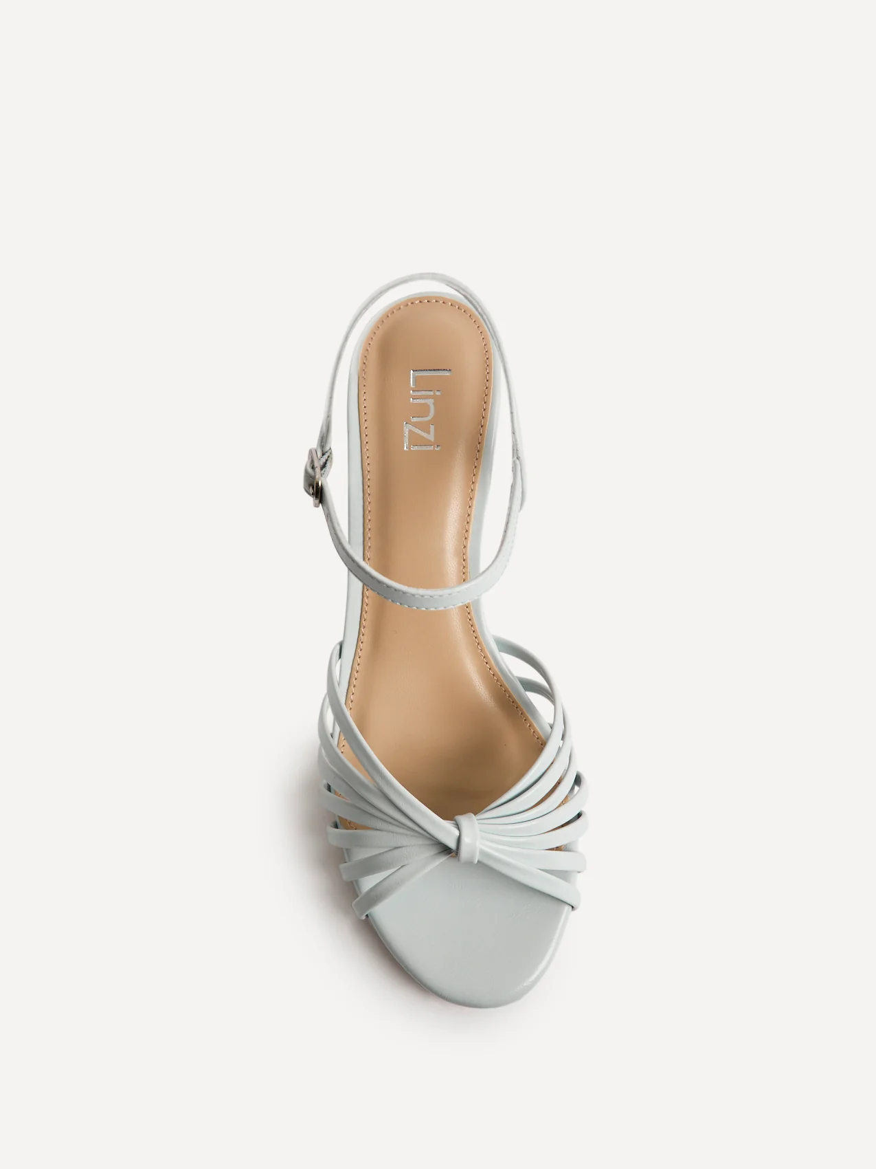 Arabel Pale Blue Faux Leather Block Heeled Sandals - Image 4