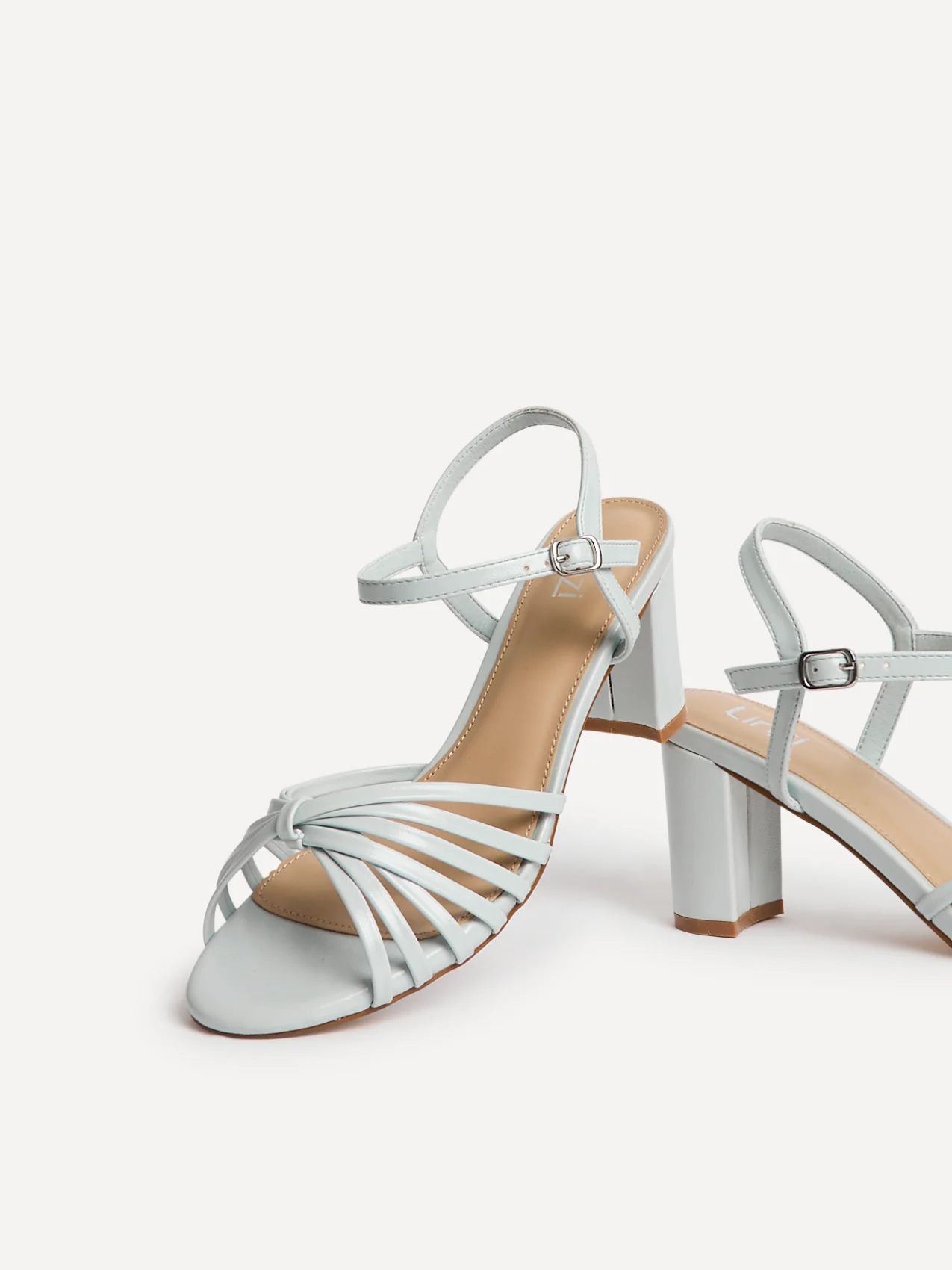 Arabel Pale Blue Faux Leather Block Heeled Sandals - Image 5