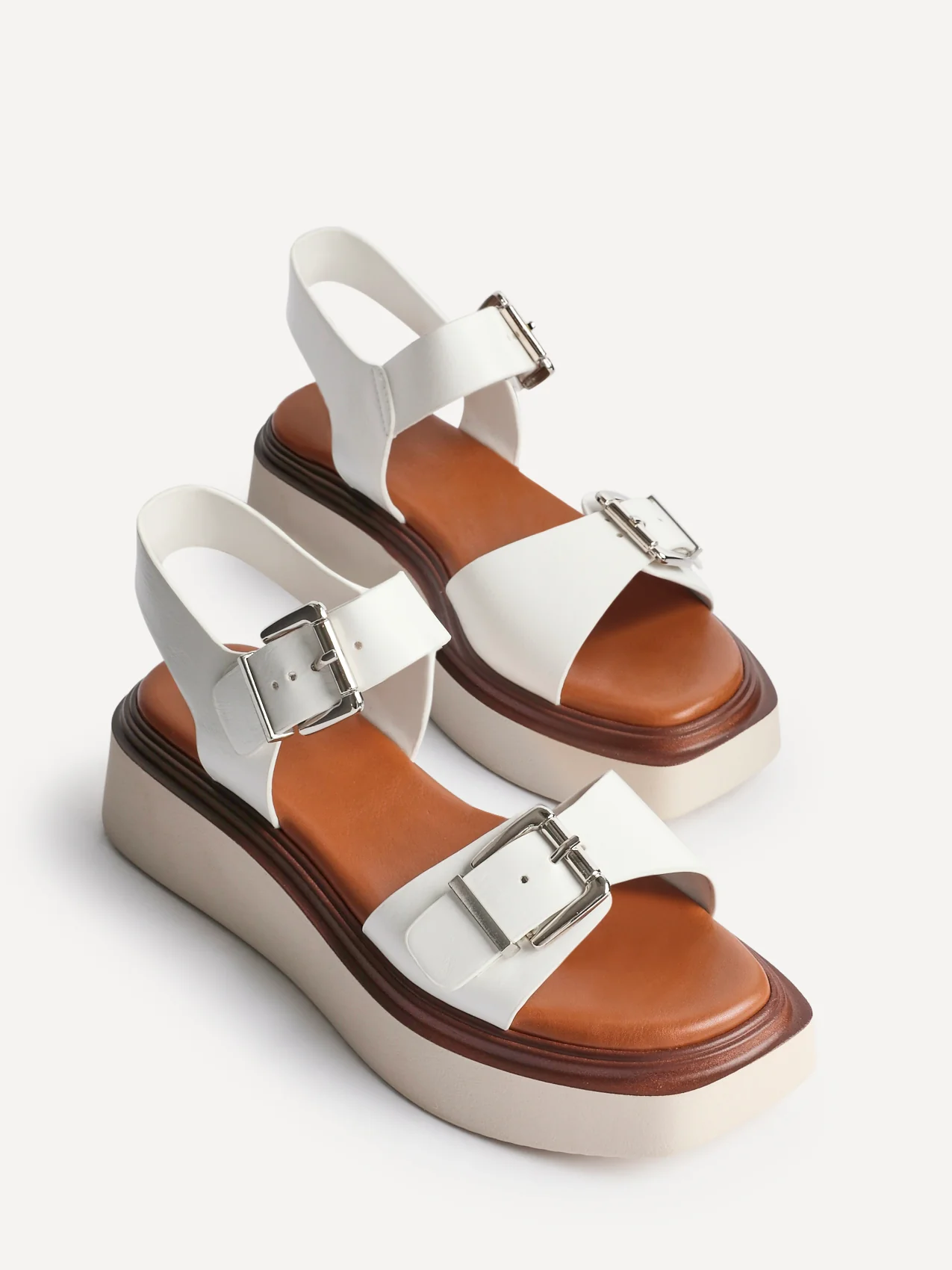 Archive White Faux Leather Flatform Sandals - Image 4