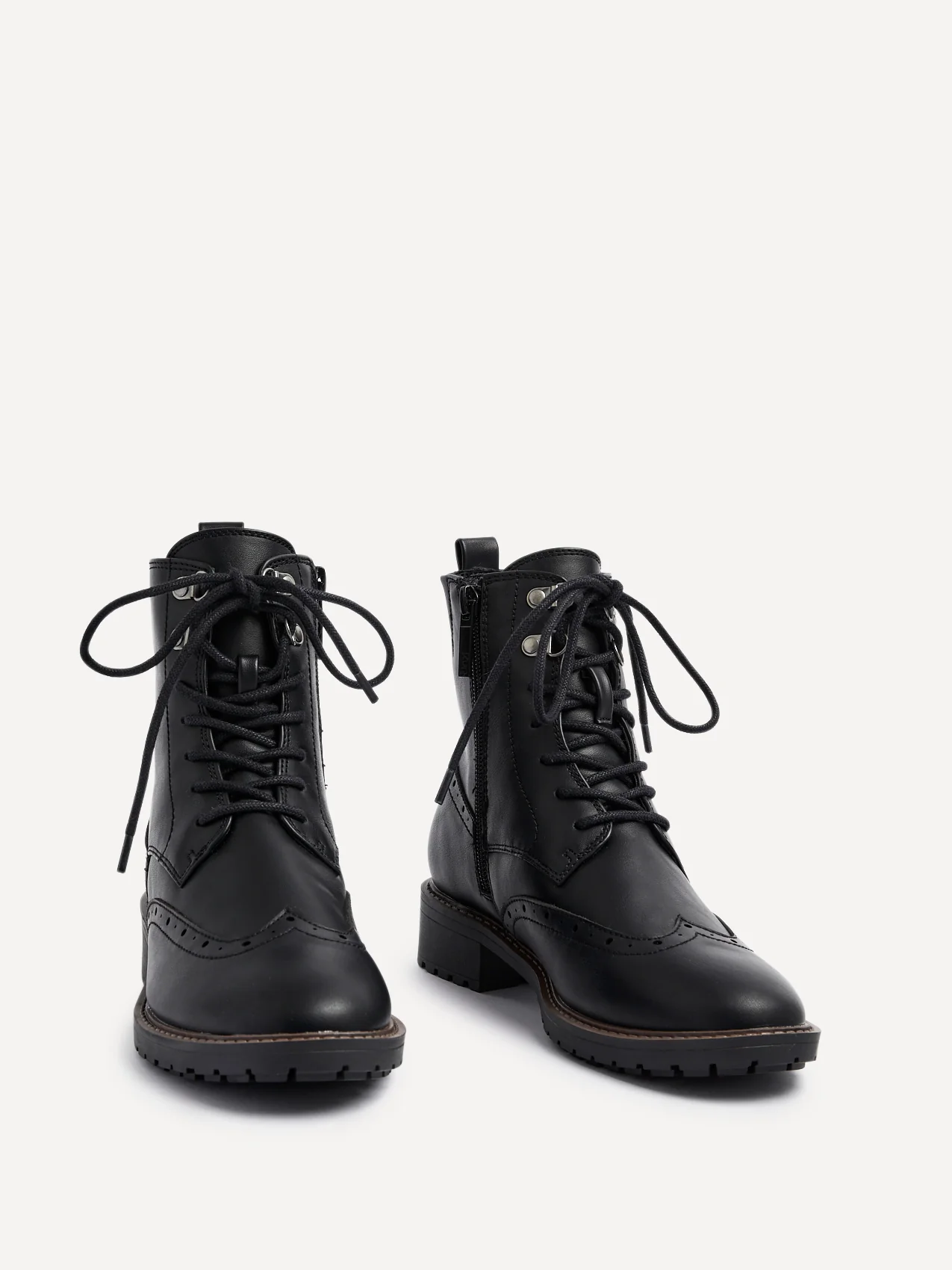 Ashleigh Black Faux Leather Military Boot - Image 2