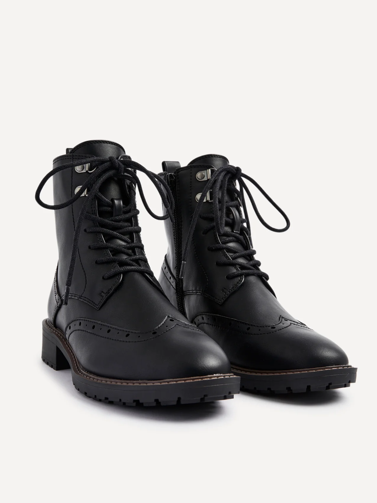 Ashleigh Black Faux Leather Military Boot - Image 4