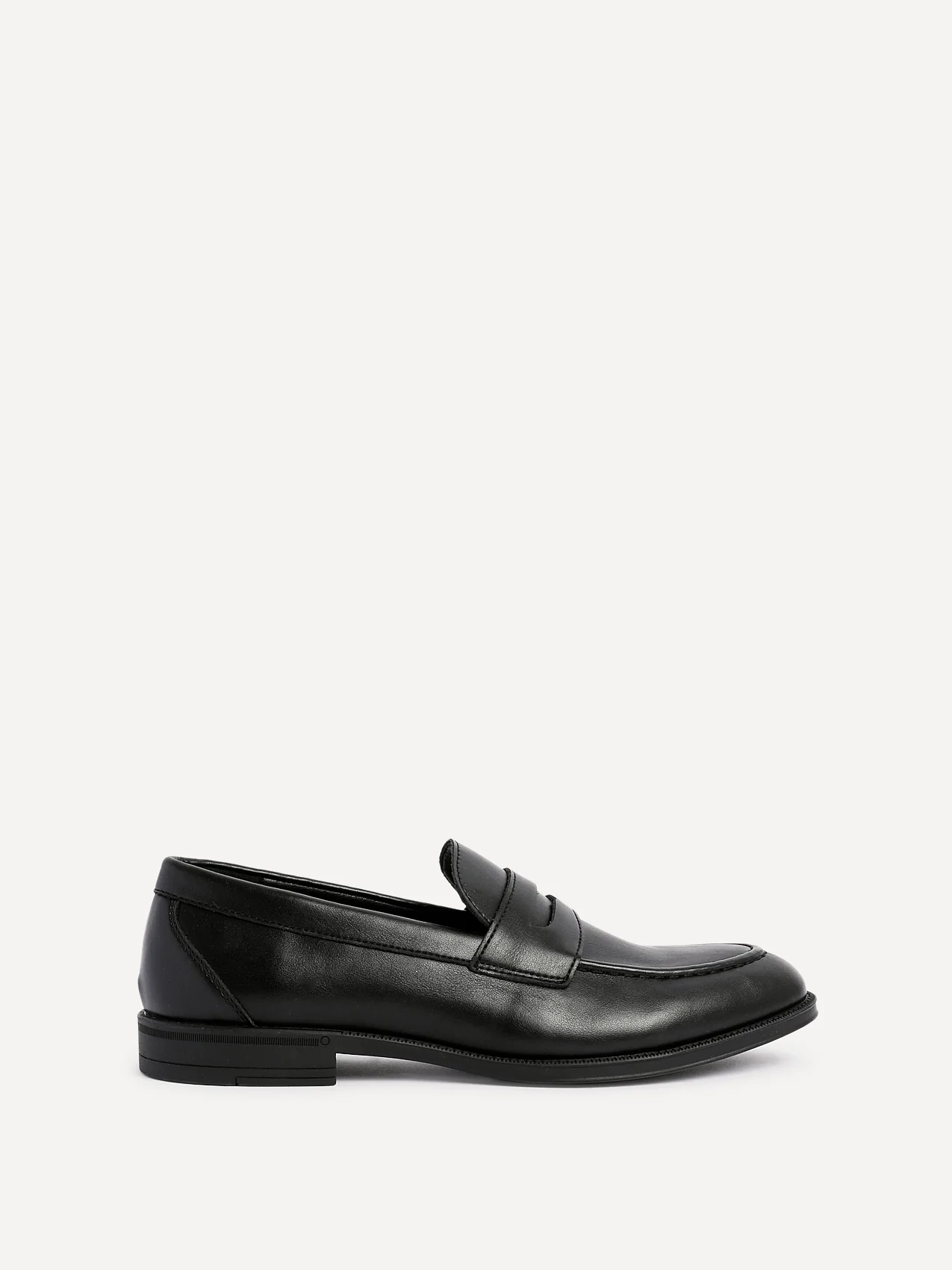 Aurelio Mens Black Faux Leather Penny Loafers - Image 2