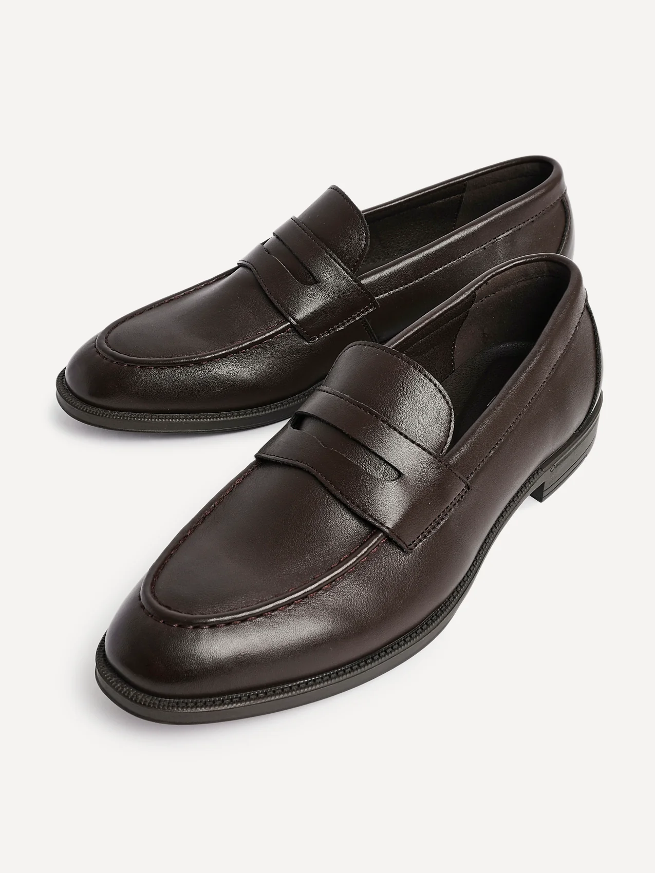 Aurelio Mens Brown Faux Leather Penny Loafers - Image 5