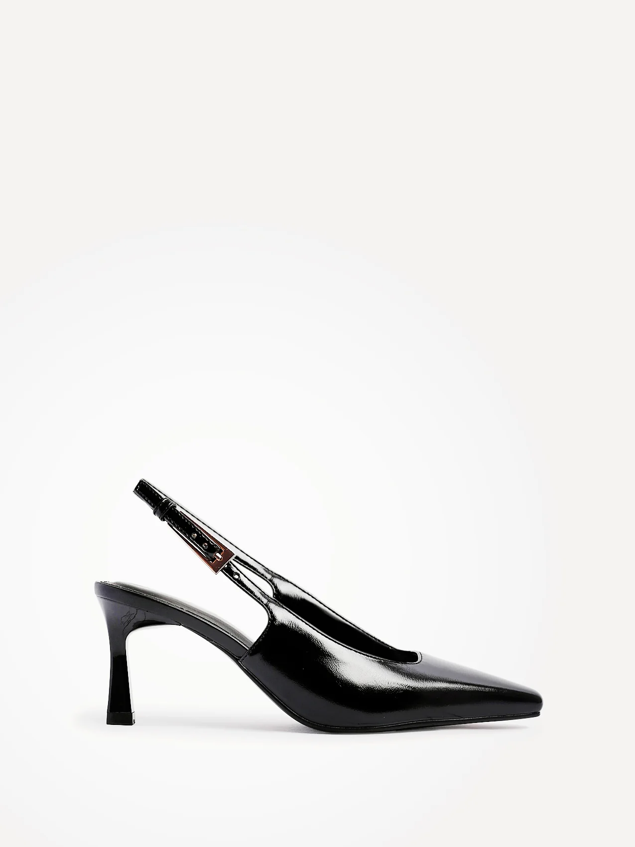 Avani Black Faux Leather Court Heels - Image 2