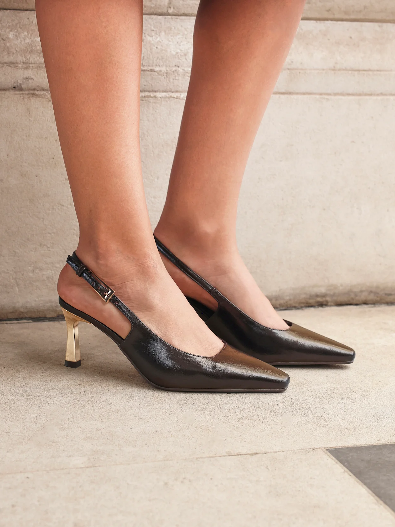 Avani Brown Faux Leather Court Heels - Image 6