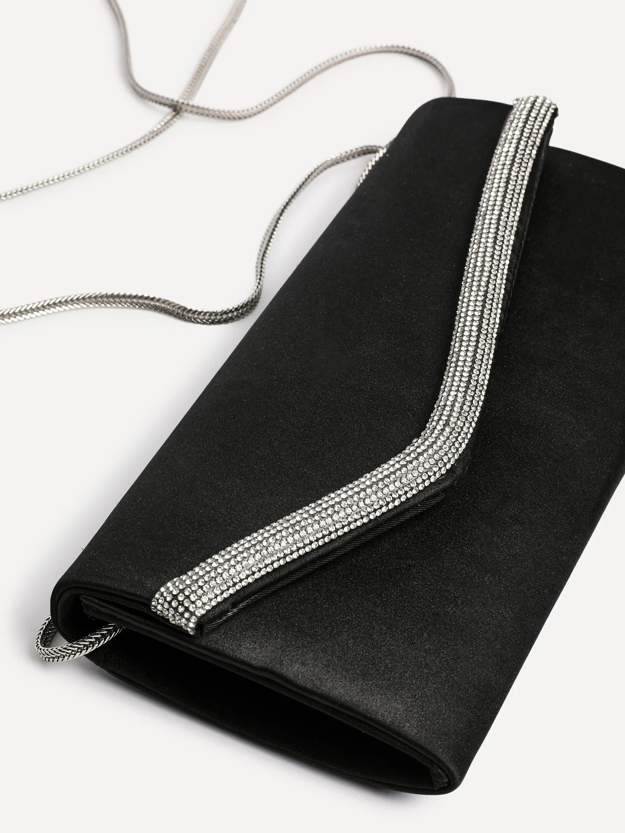 Aveline Black Satin Clutch Bag