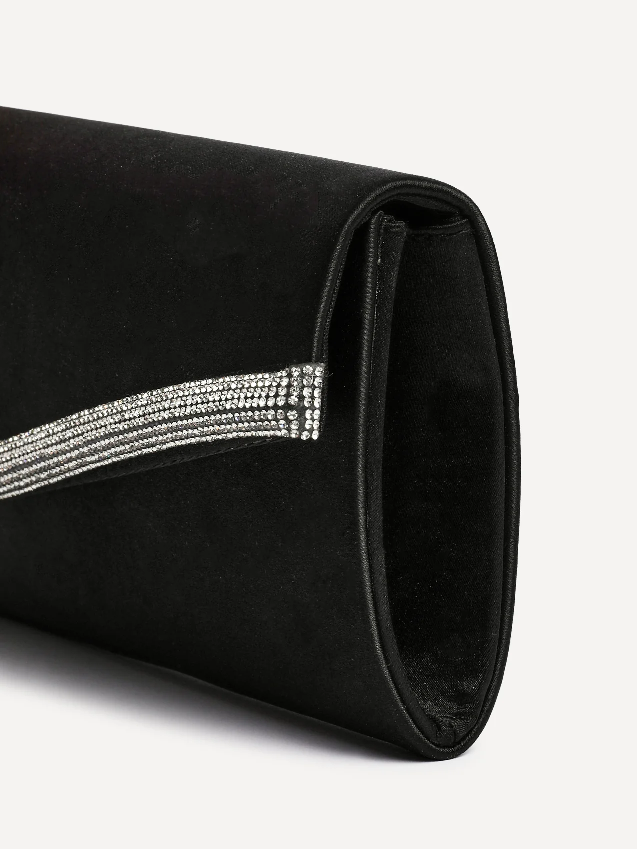 Aveline Black Satin Clutch Bag - Image 4