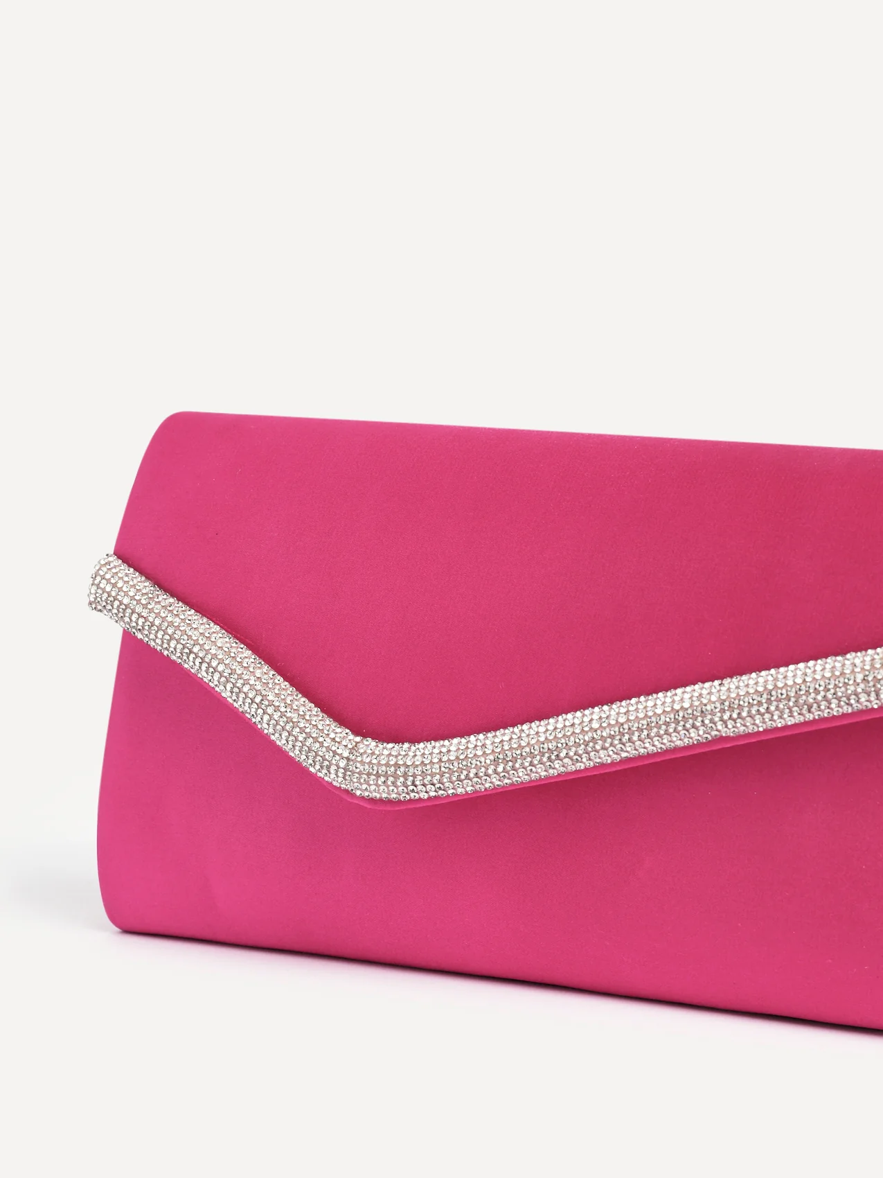 Aveline Pink Satin Clutch Bag - Image 2