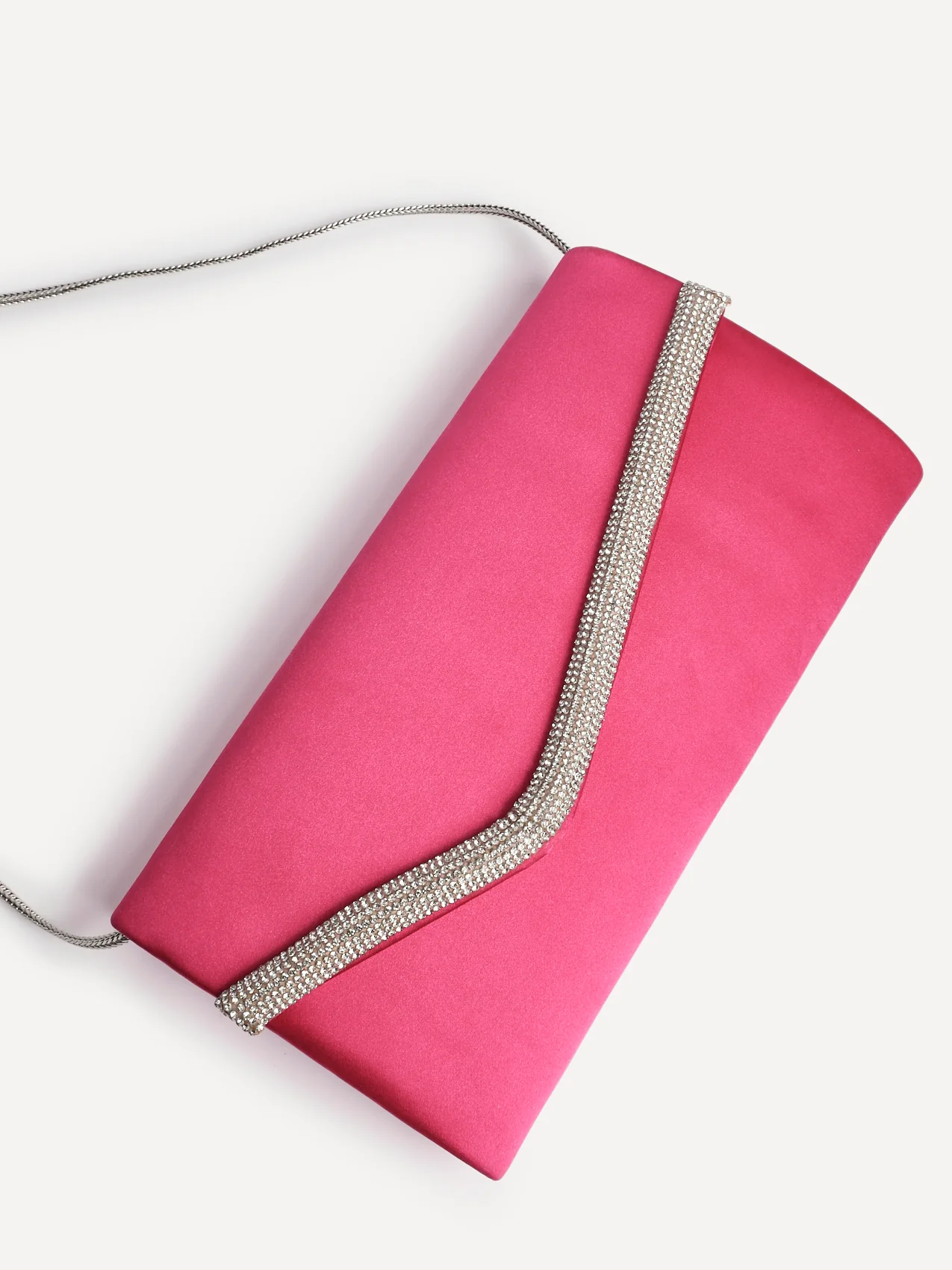 Aveline Pink Satin Clutch Bag - Image 3