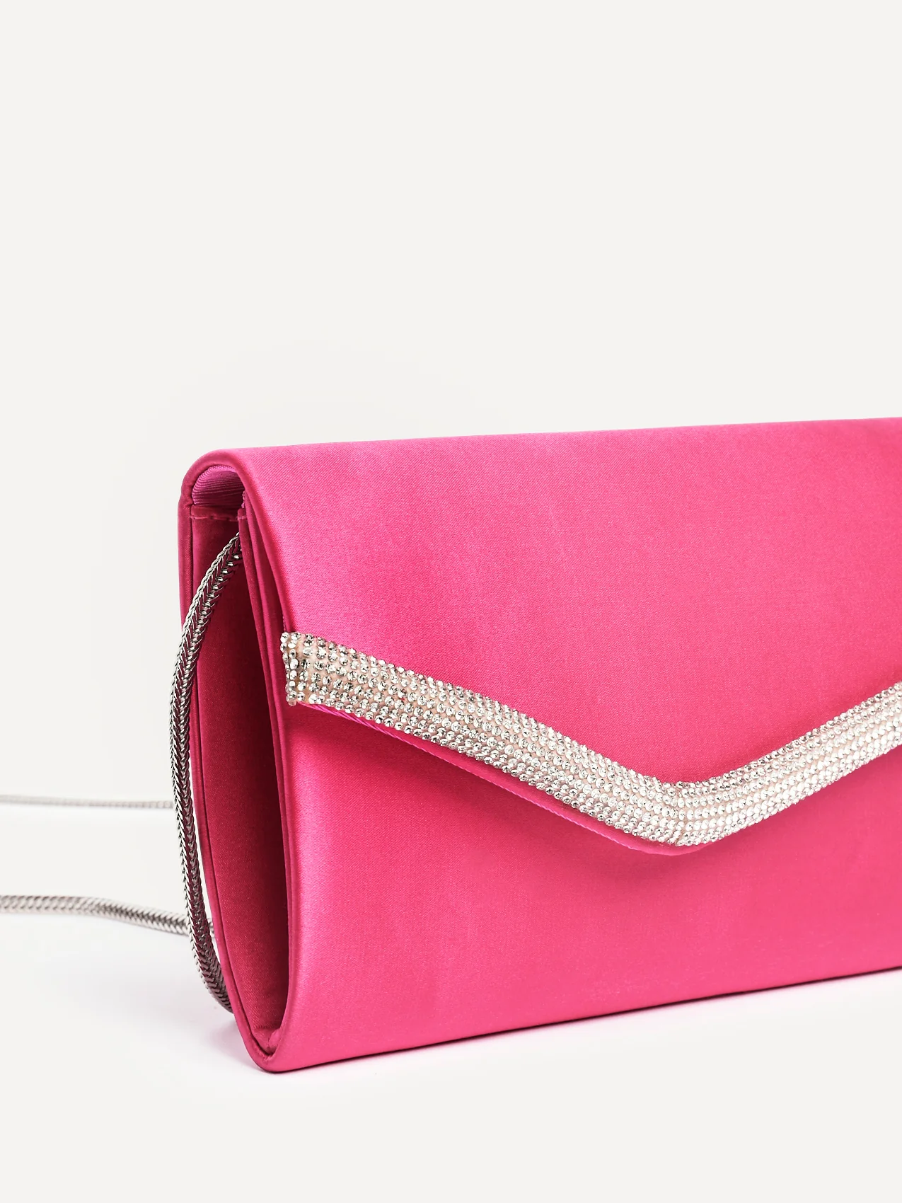 Aveline Pink Satin Clutch Bag - Image 4